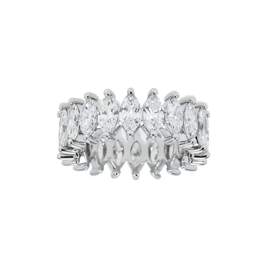 14K White Gold Marquise Cut Diamond Eternity Ring 4.39ct (size 6-7.5)