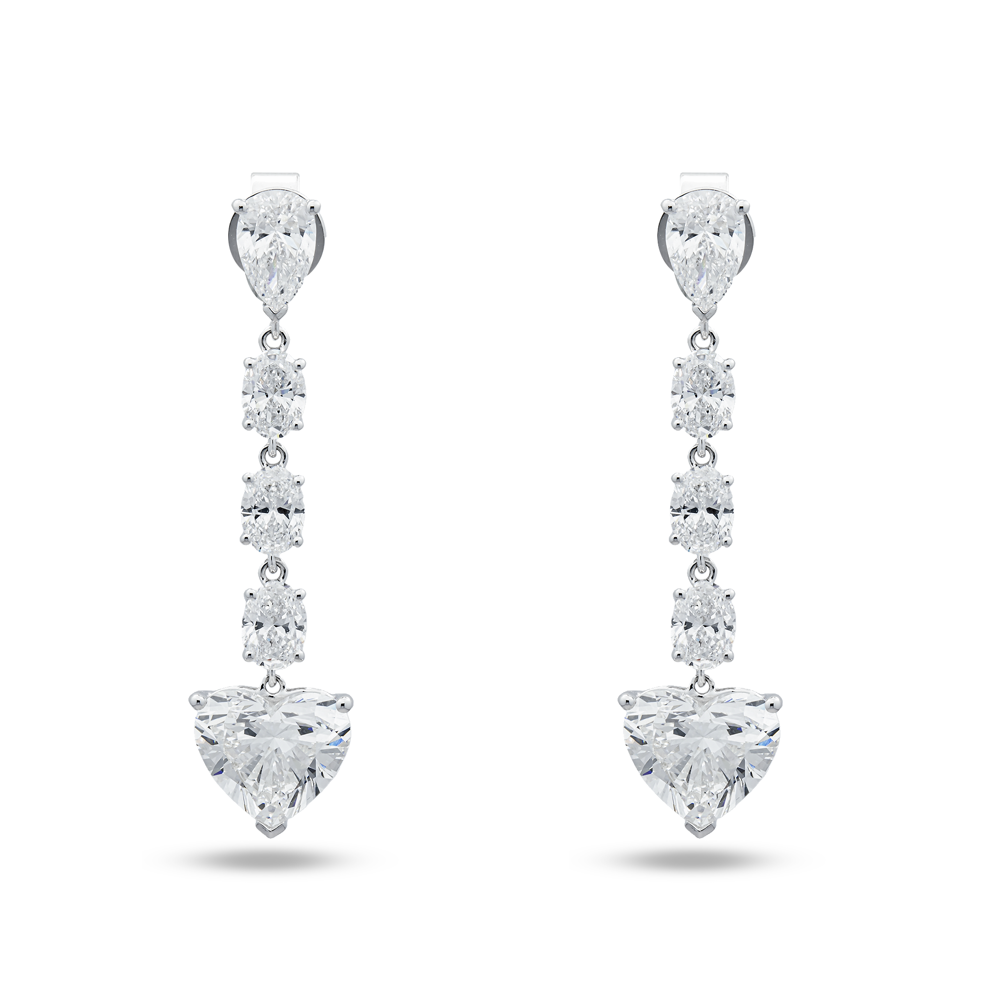White Gold Multi Shape Diamond Drop Earrings 8.12ctw