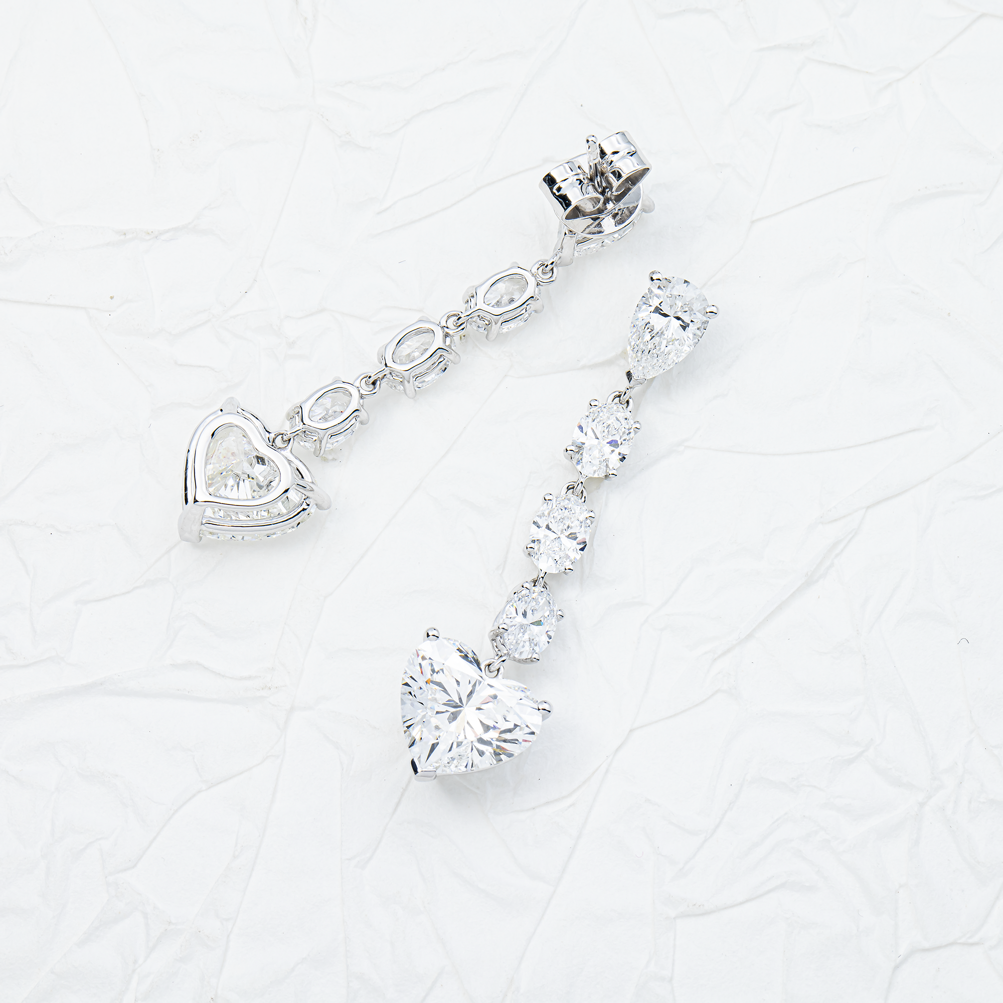 White Gold Multi Shape Diamond Drop Earrings 8.12ctw