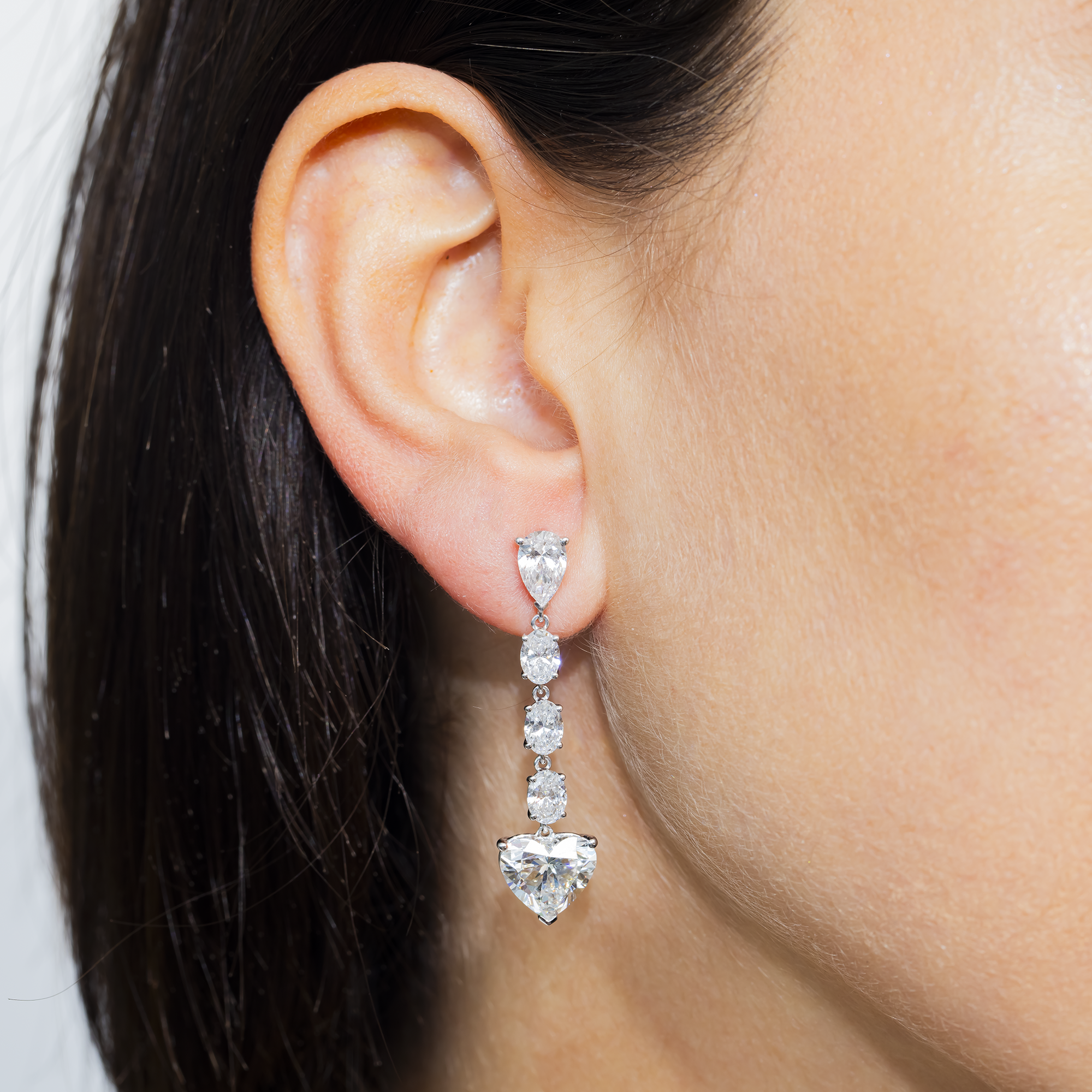 White Gold Multi Shape Diamond Drop Earrings 8.12ctw