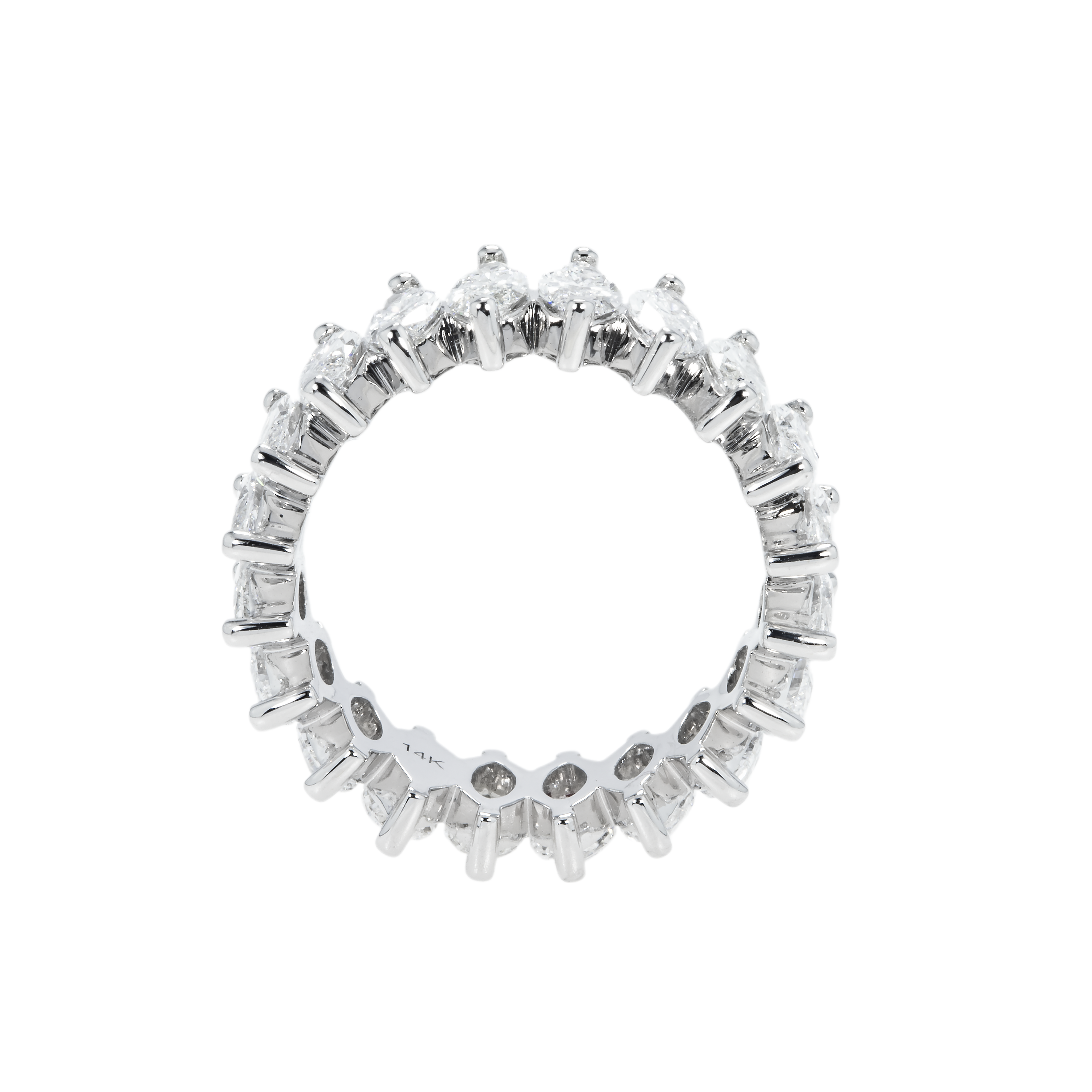 14K White Gold Marquise Cut Diamond Eternity Ring 4.39Ct (Size 6-7.5) Rings