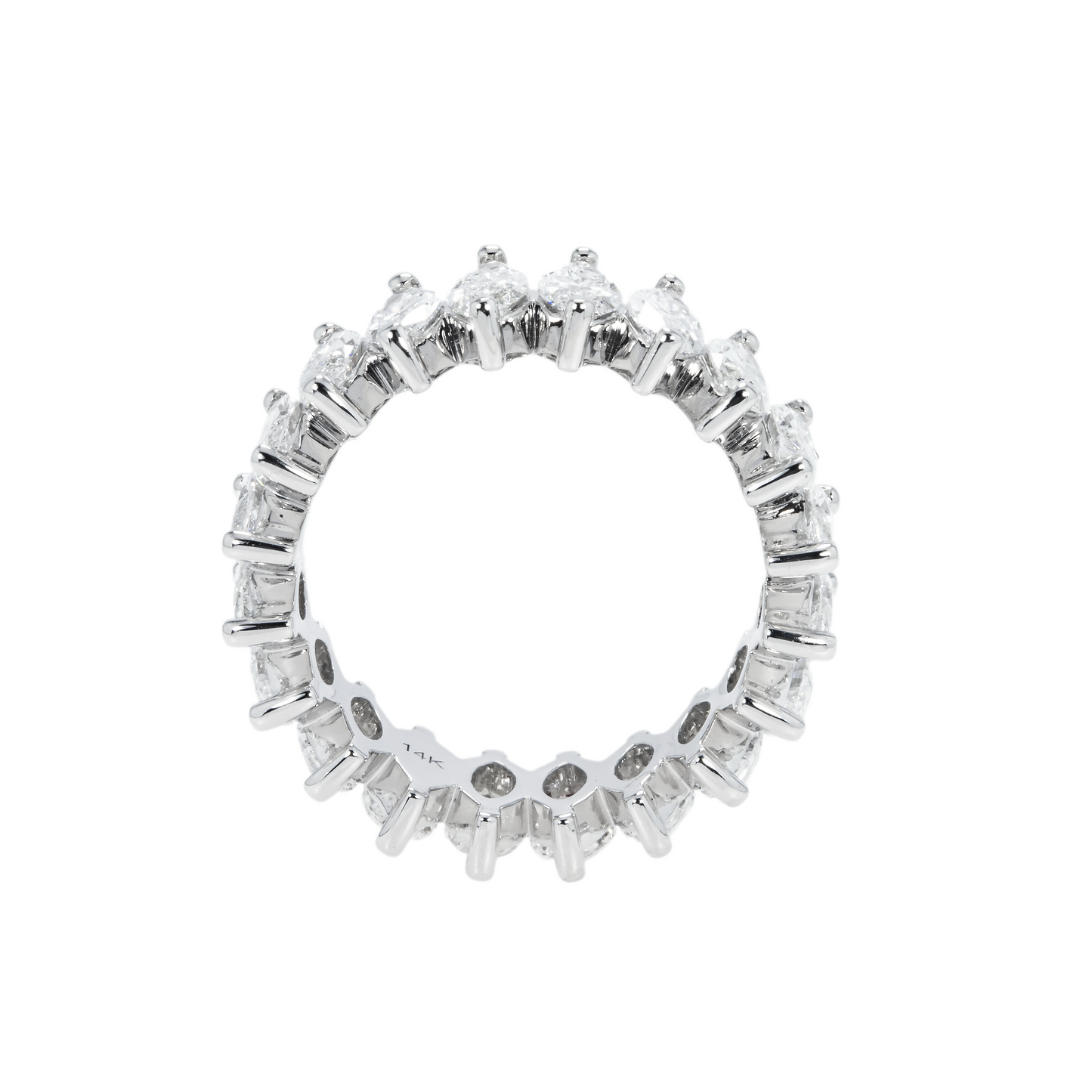 14K White Gold Marquise Cut Diamond Eternity Ring 4.39ct (size 6-7.5)