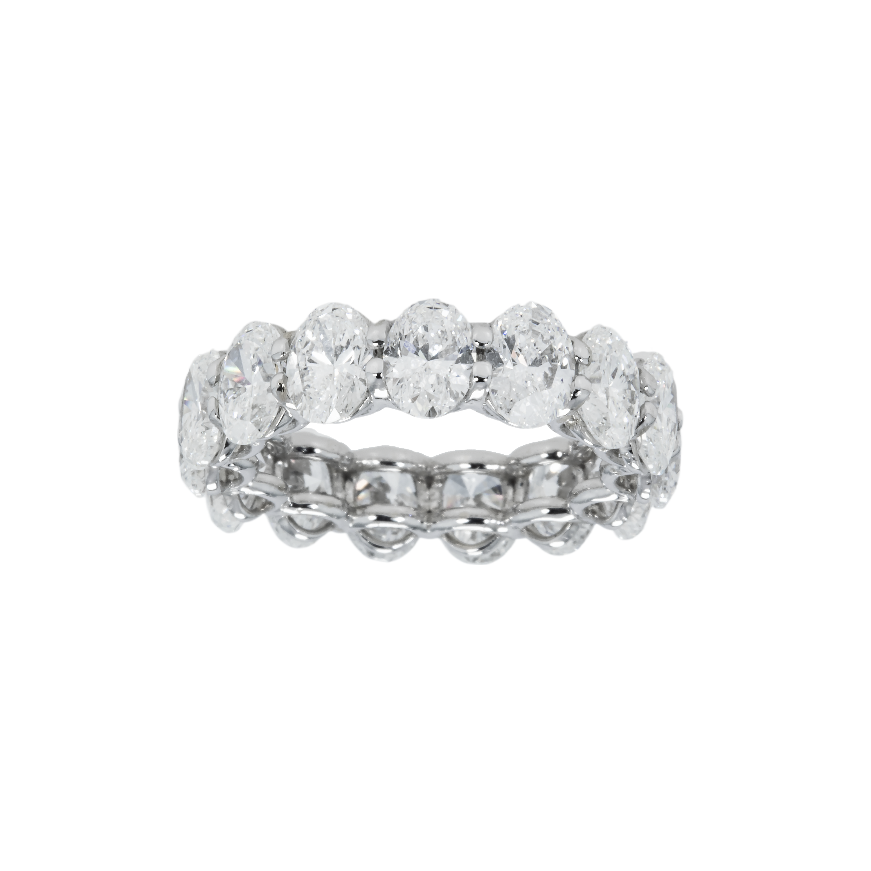 14K White Gold Oval Cut Diamond Eternity Ring 8.11Ct (Size 6) Rings