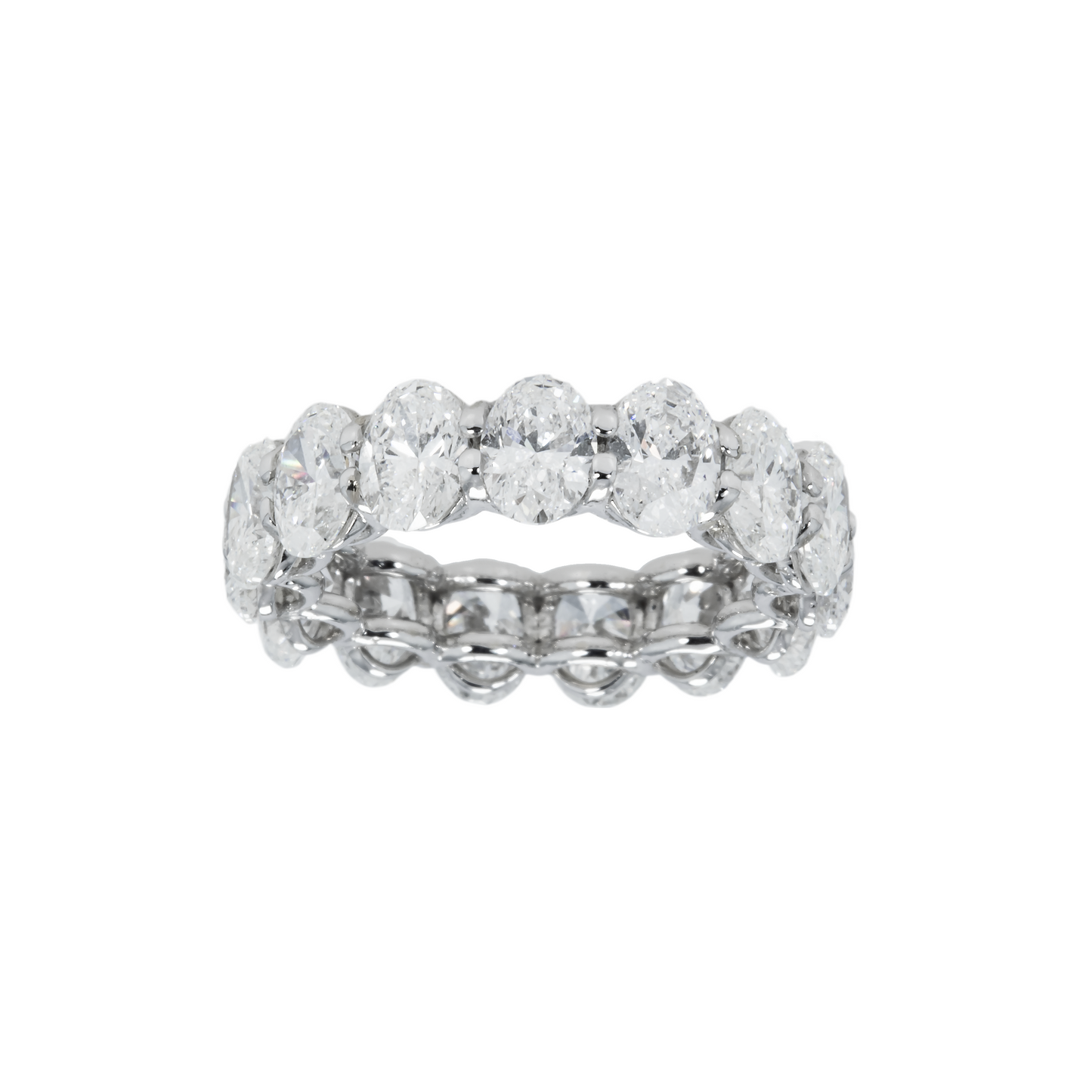 14K White Gold Oval Cut Diamond Eternity Ring 8.11ct (size 6)