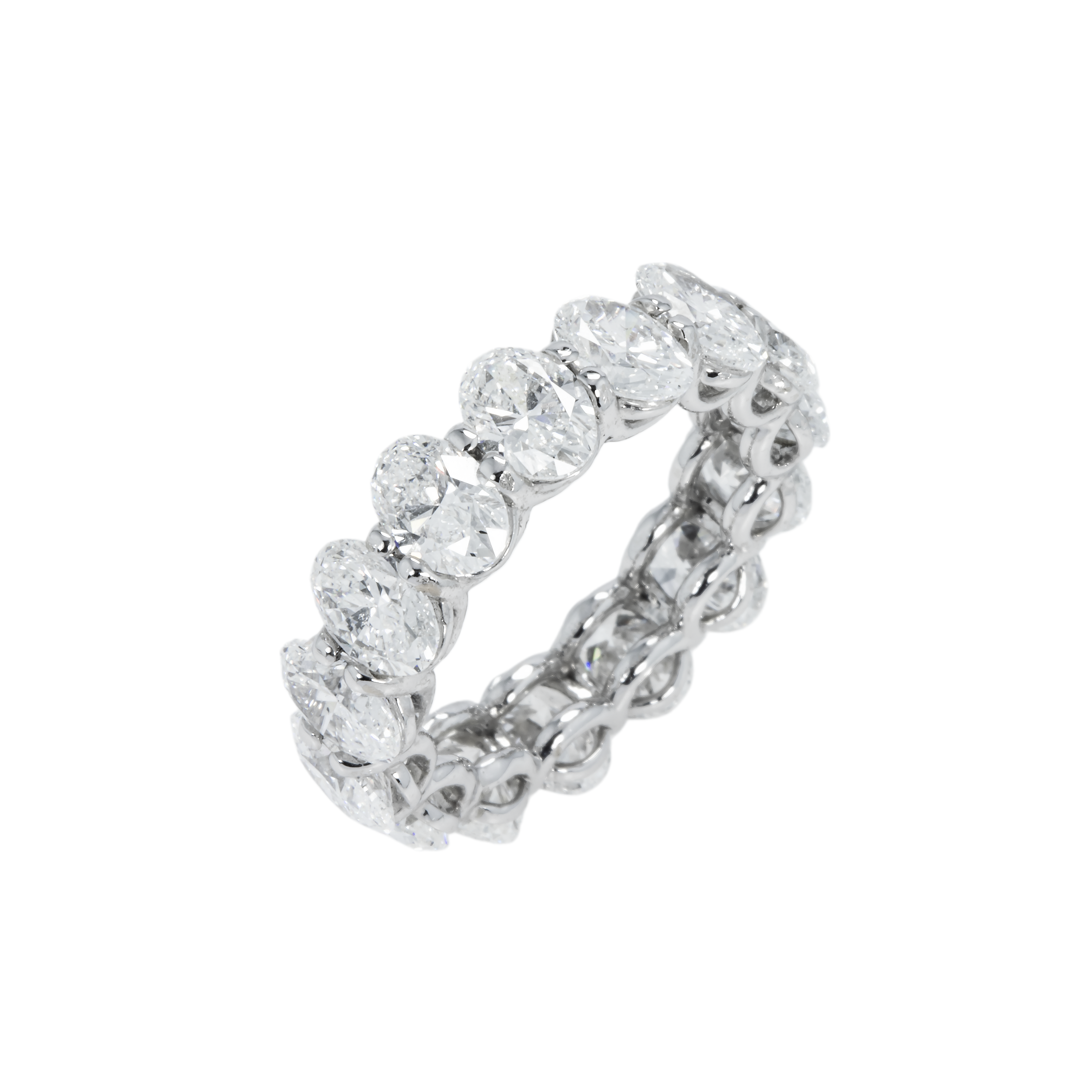 14K White Gold Oval Cut Diamond Eternity Ring 8.11Ct (Size 6) Rings