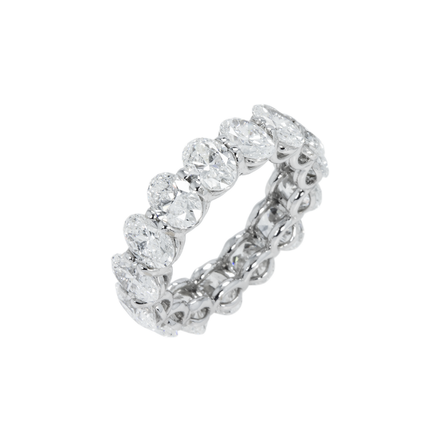 14K White Gold Oval Cut Diamond Eternity Ring 8.11ct (size 6)