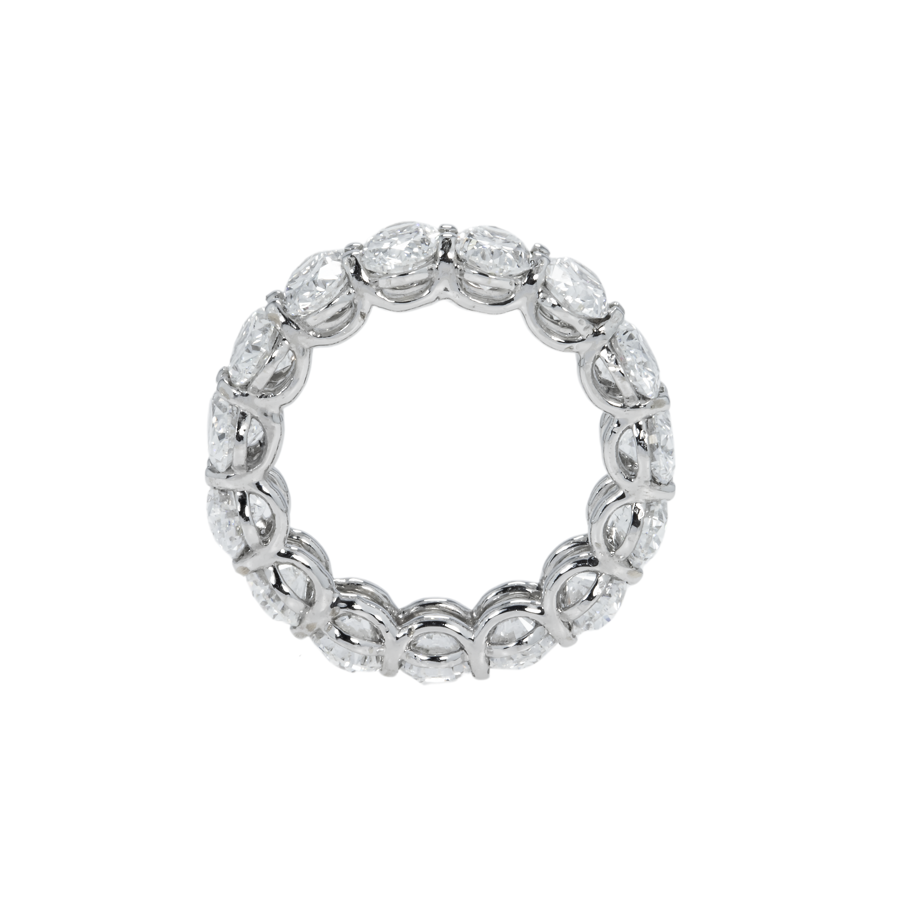 14K White Gold Oval Cut Diamond Eternity Ring 8.11Ct (Size 6) Rings