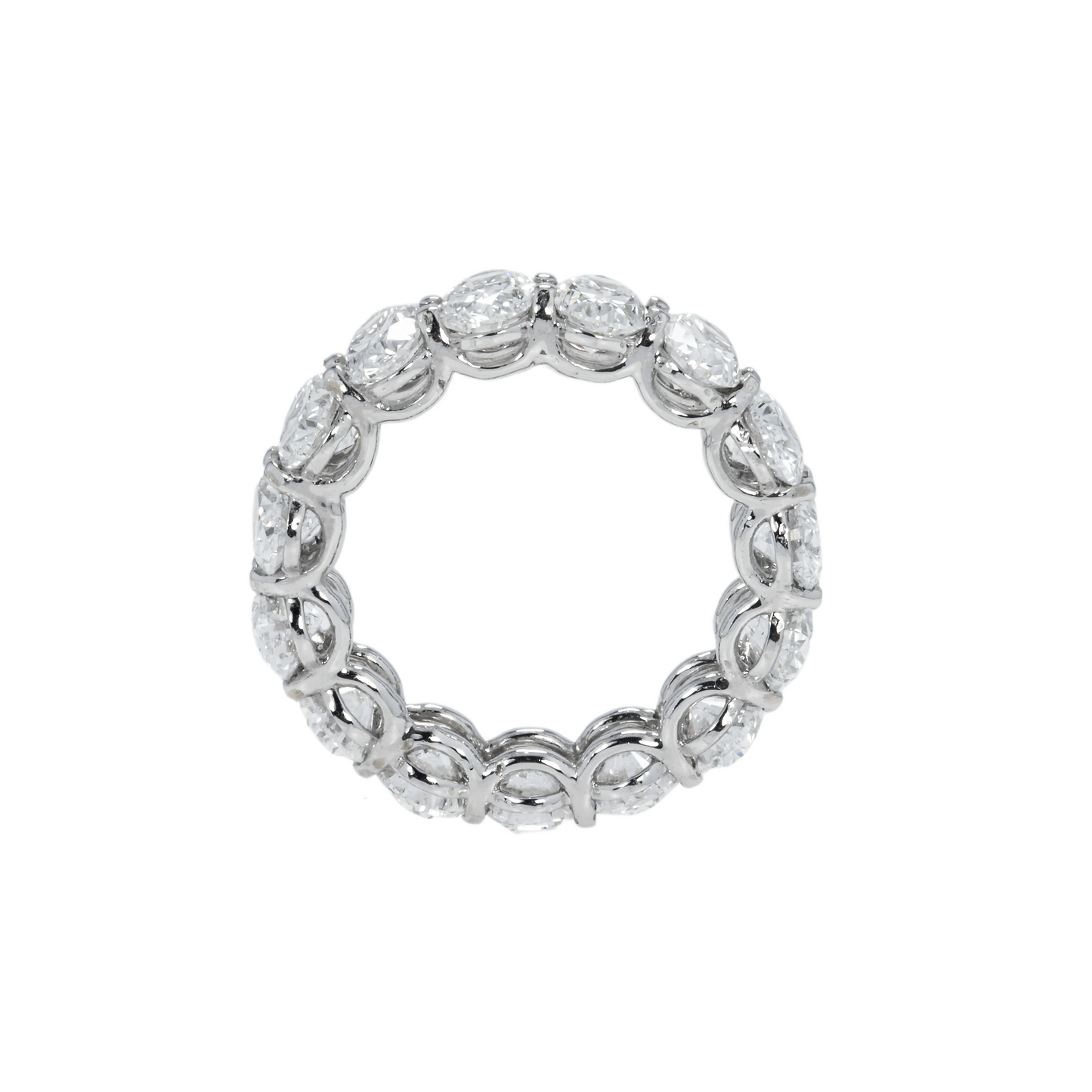 14K White Gold Oval Cut Diamond Eternity Ring 8.11ct (size 6)