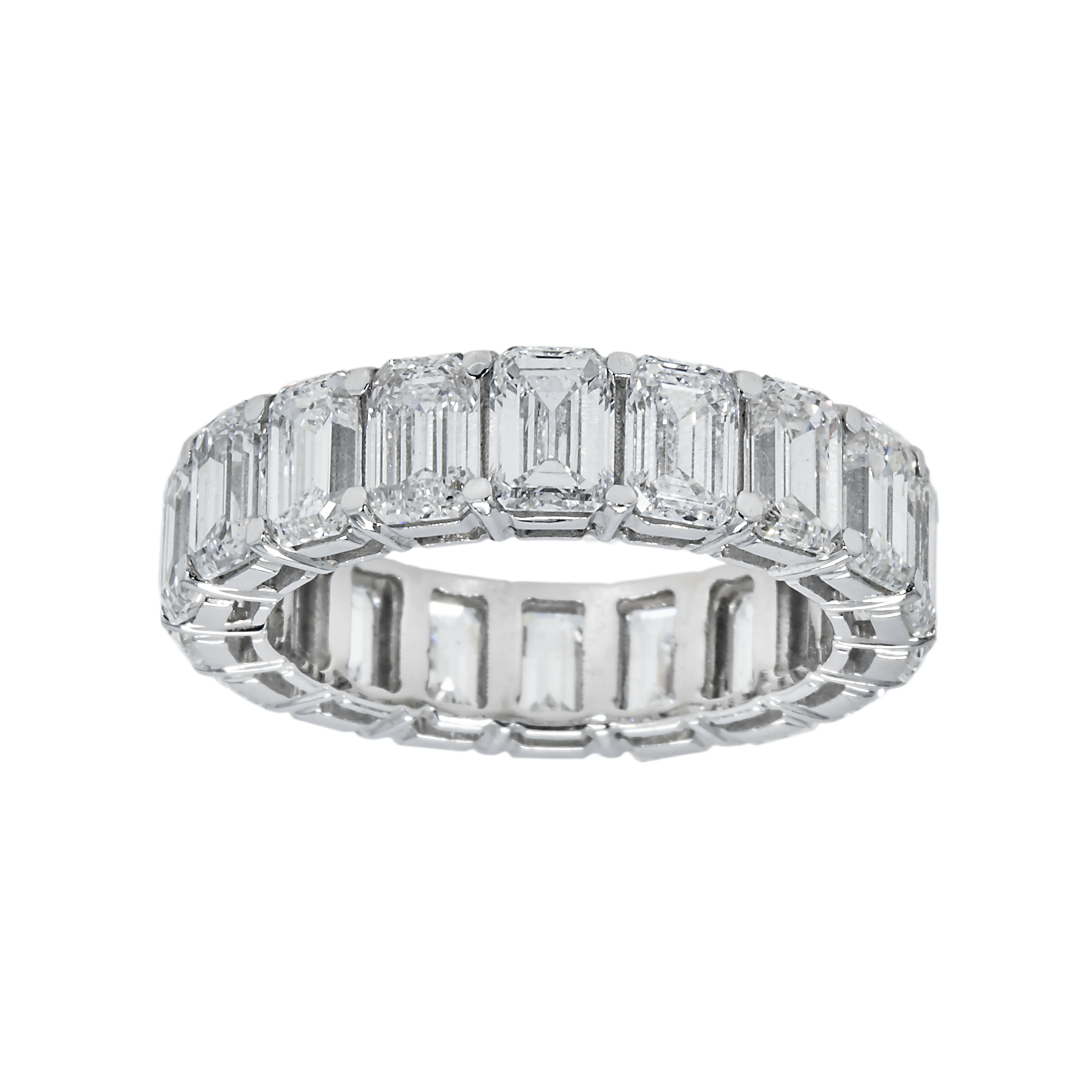 14K White Gold Emerald Cut Diamond Eternity Ring 8.36Ct (Size 6-8) Rings