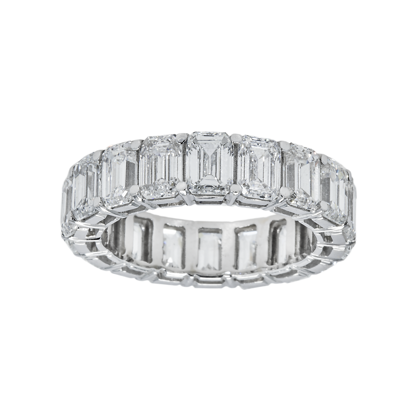 14K White Gold Emerald Cut Diamond Eternity Ring 8.36ct (size 6-8)