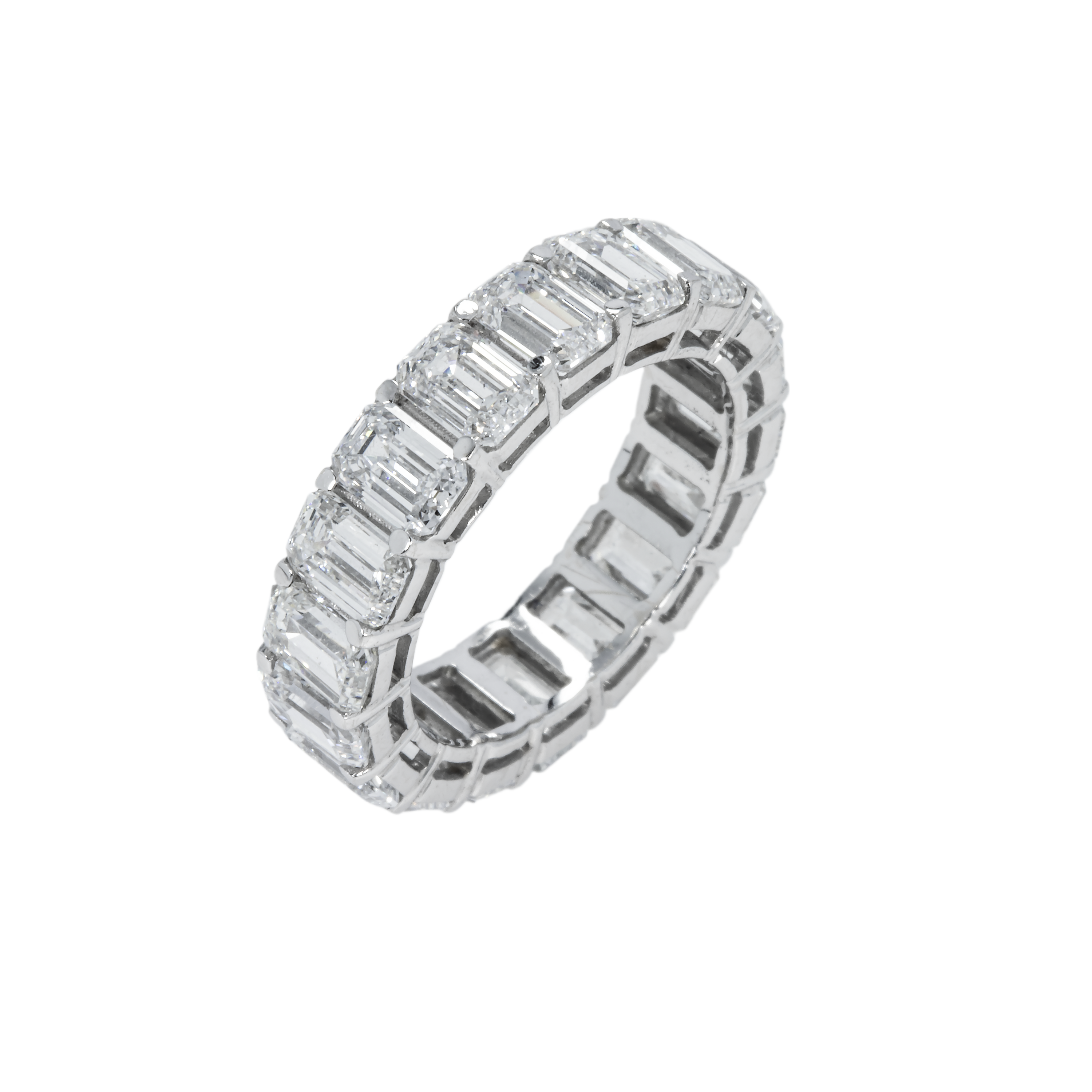 14K White Gold Emerald Cut Diamond Eternity Ring 8.36Ct (Size 6-8) Rings
