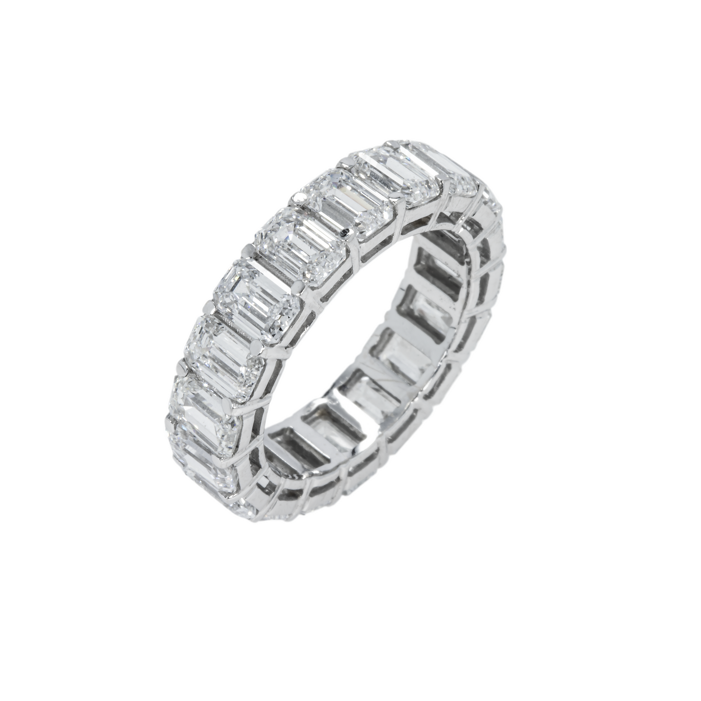 14K White Gold Emerald Cut Diamond Eternity Ring 8.36ct (size 6-8)