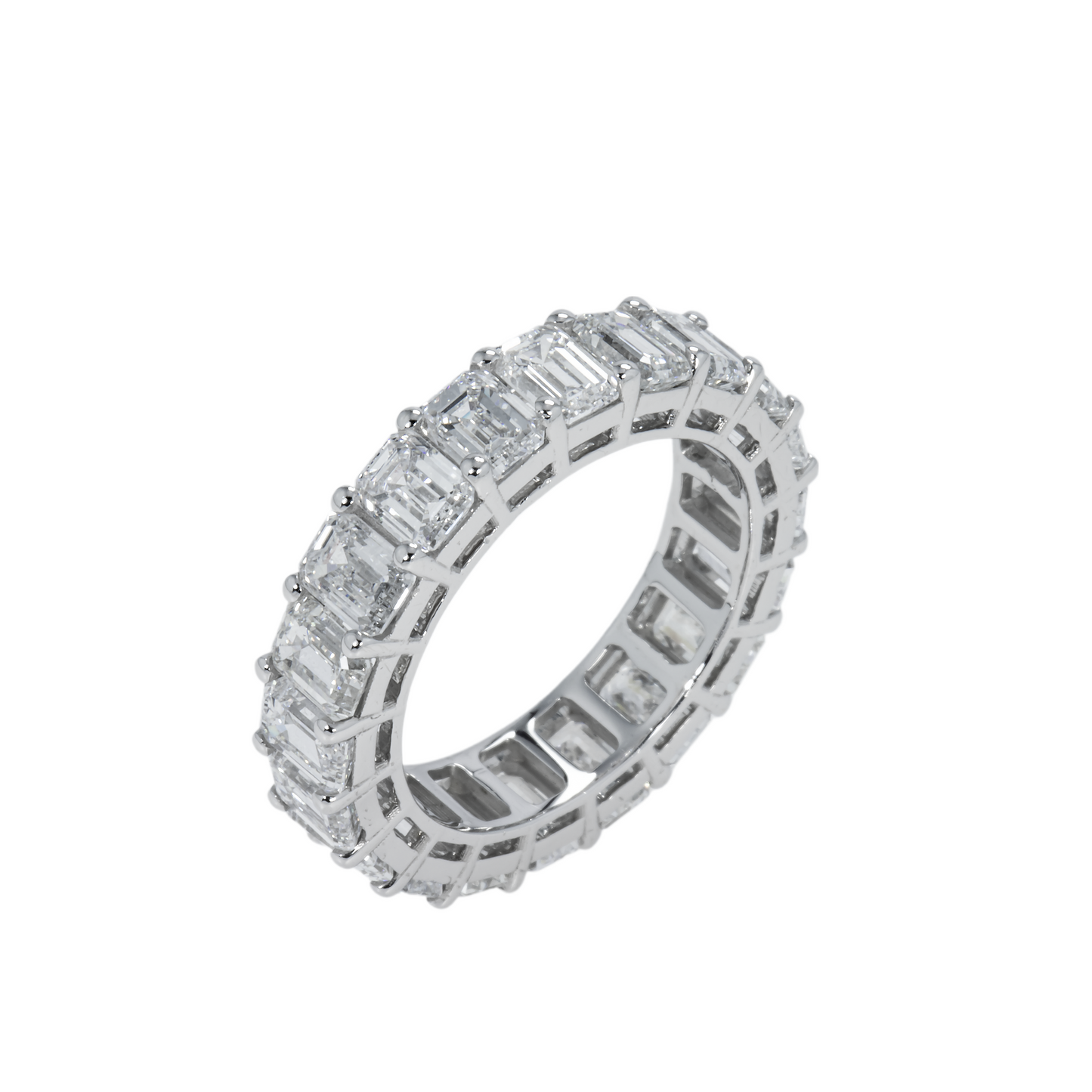 14K White Gold Emerald Cut Diamond Eternity Ring 6.29ct (size 5.75)