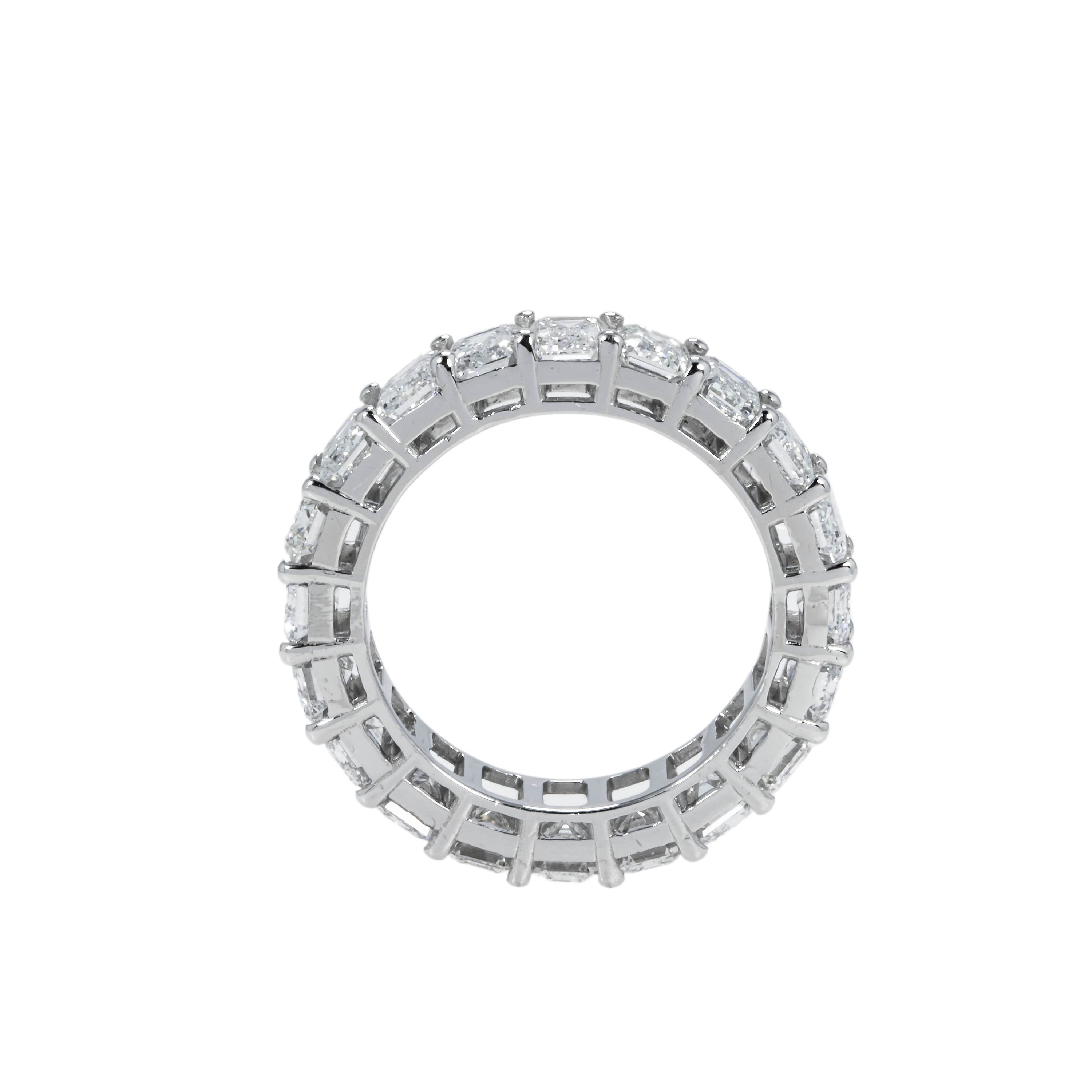 14K White Gold Emerald Cut Diamond Eternity Ring 6.29Ct (Size 5.75) Rings