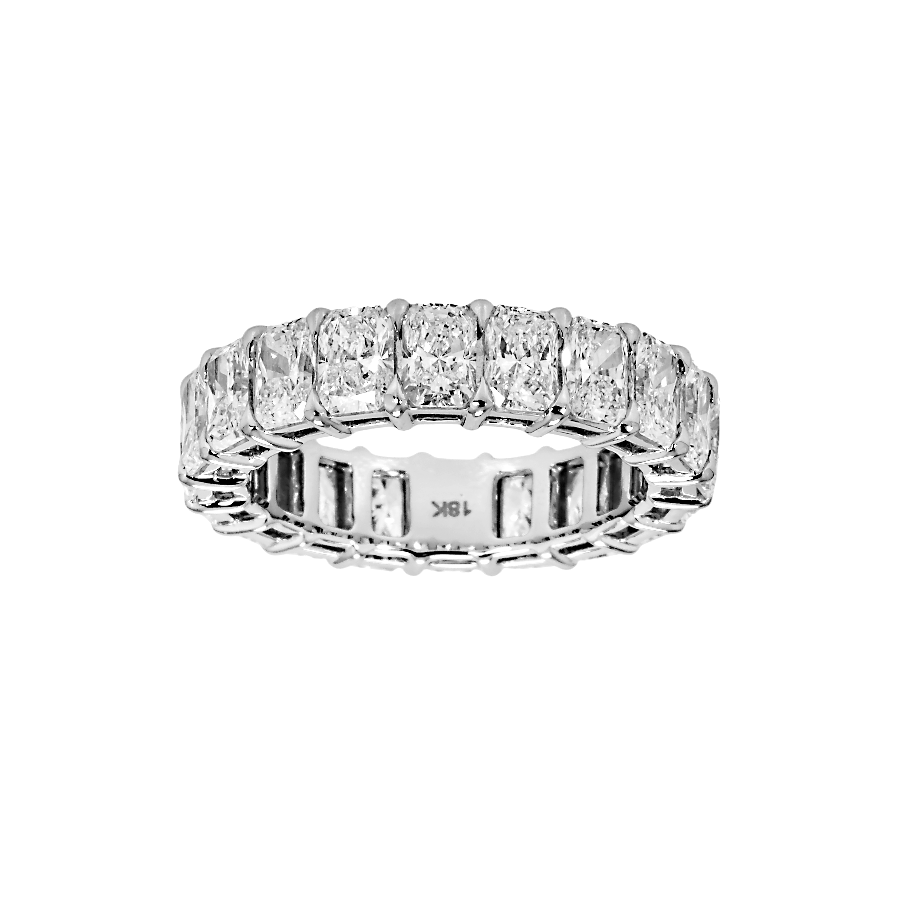 18K White Gold Radiant Cut Diamond Eternity Ring 4.88Ct (Size 6-8) Rings