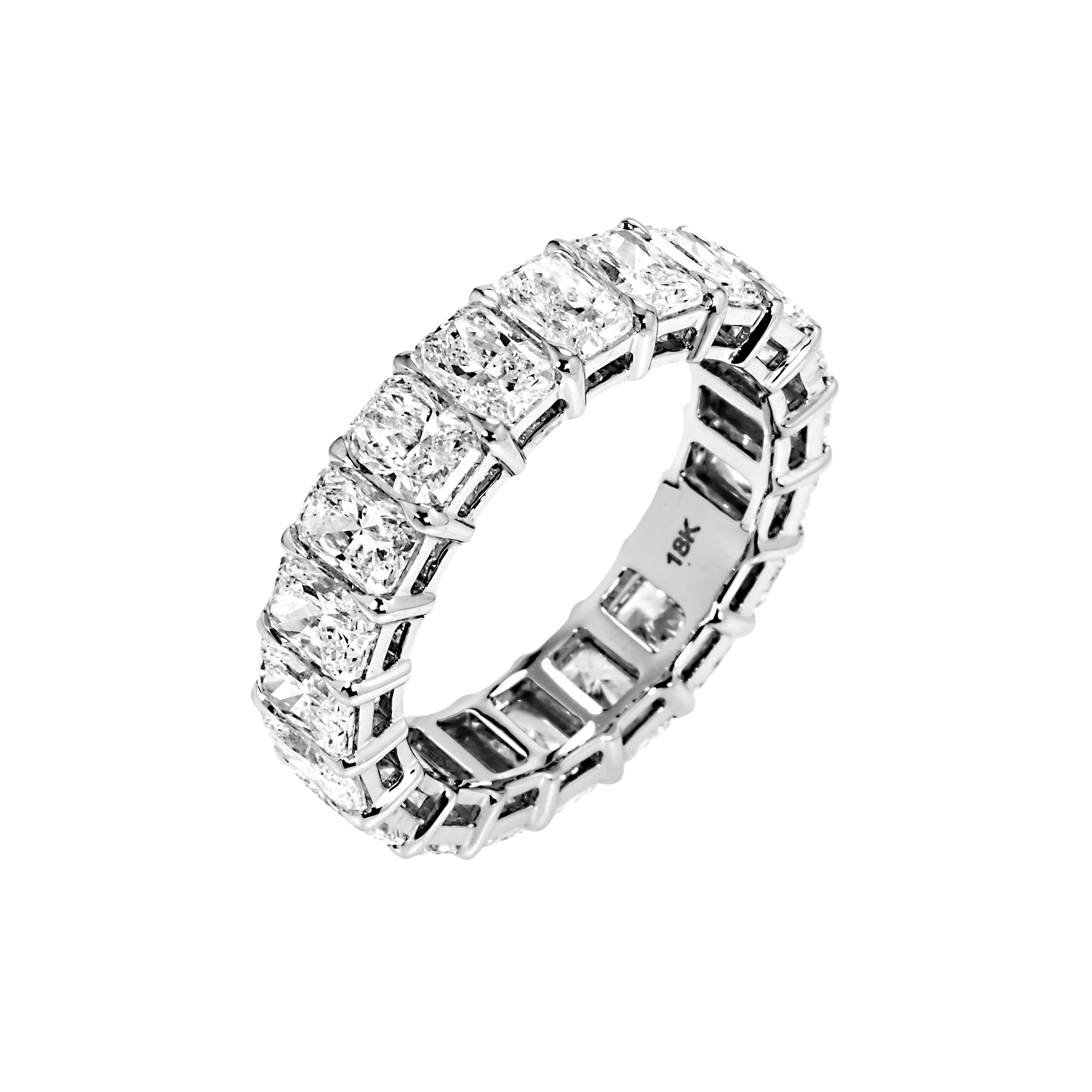 18K White Gold Radiant Cut Diamond Eternity Ring 4.88Ct (Size 6-8) Rings