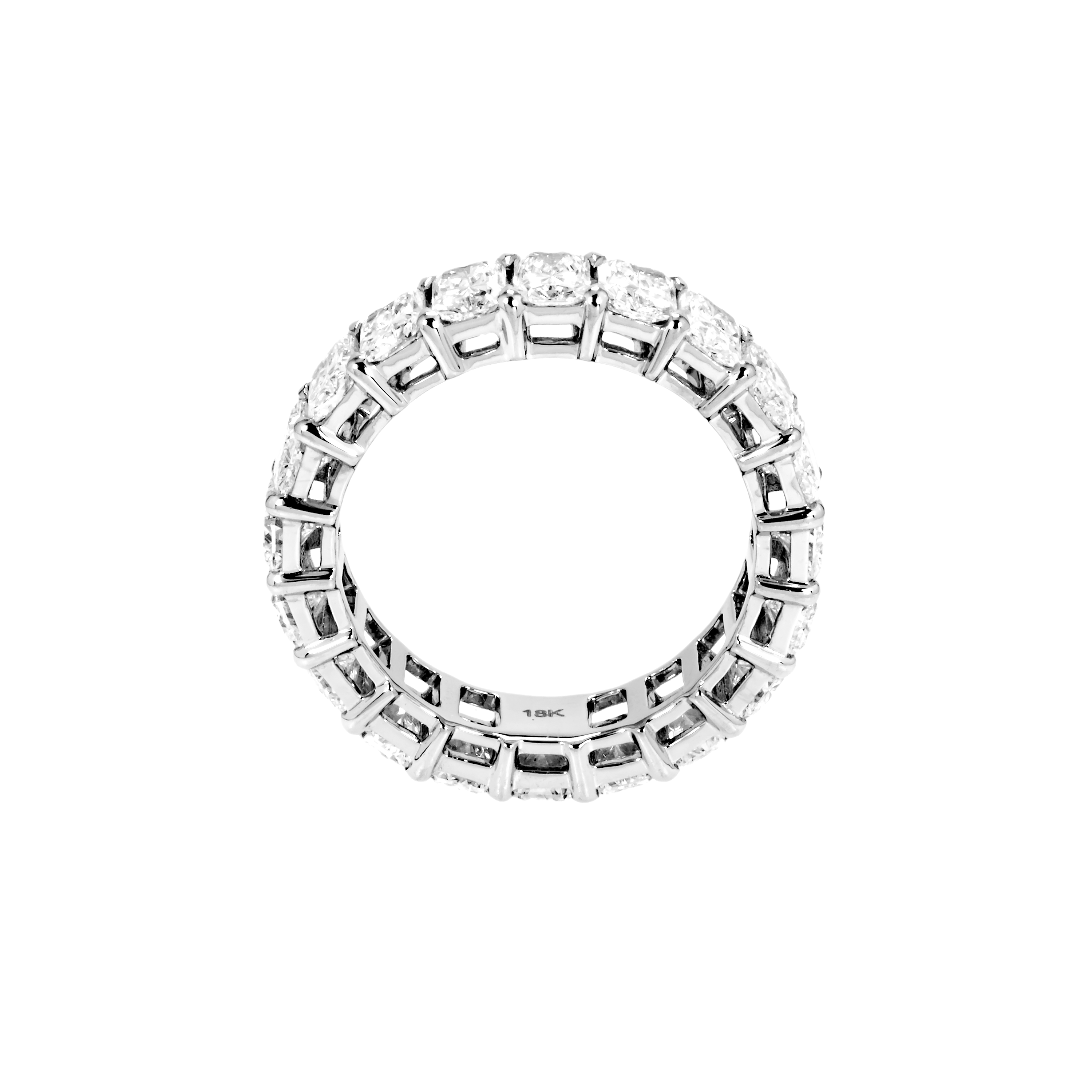 18K White Gold Radiant Cut Diamond Eternity Ring 4.88Ct (Size 6-8) Rings