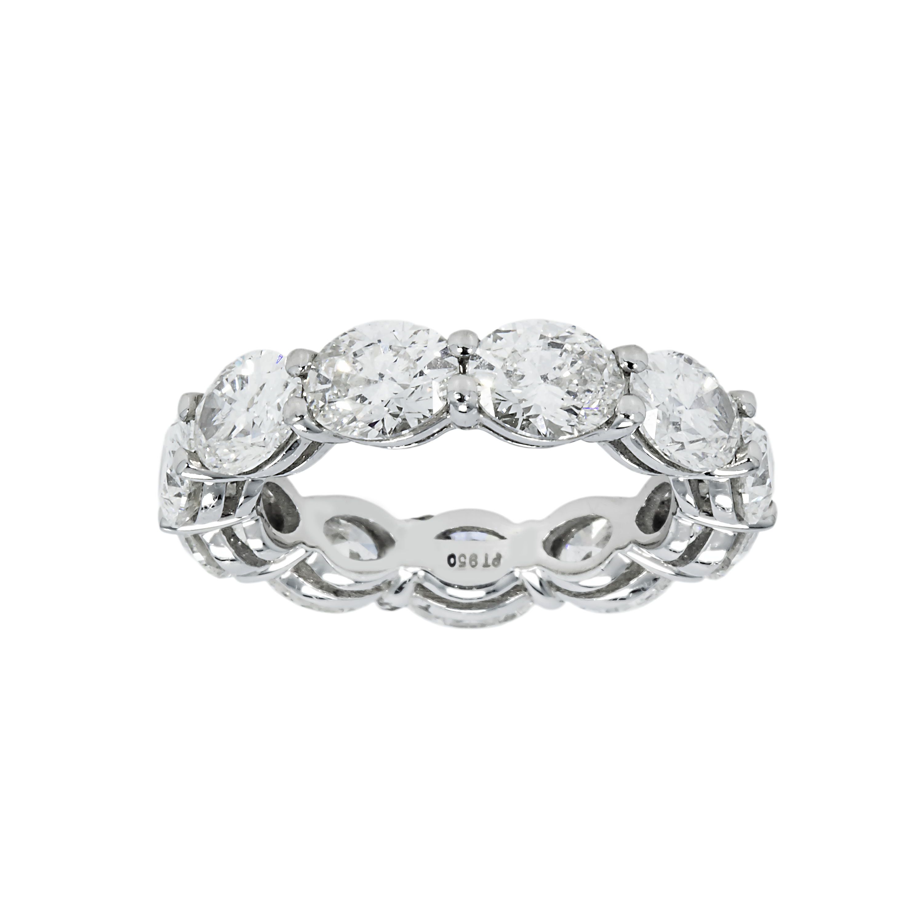Platinum Horizontal Oval Cut Diamond Eternity Ring 5.48Ct (Size 4.75) Rings
