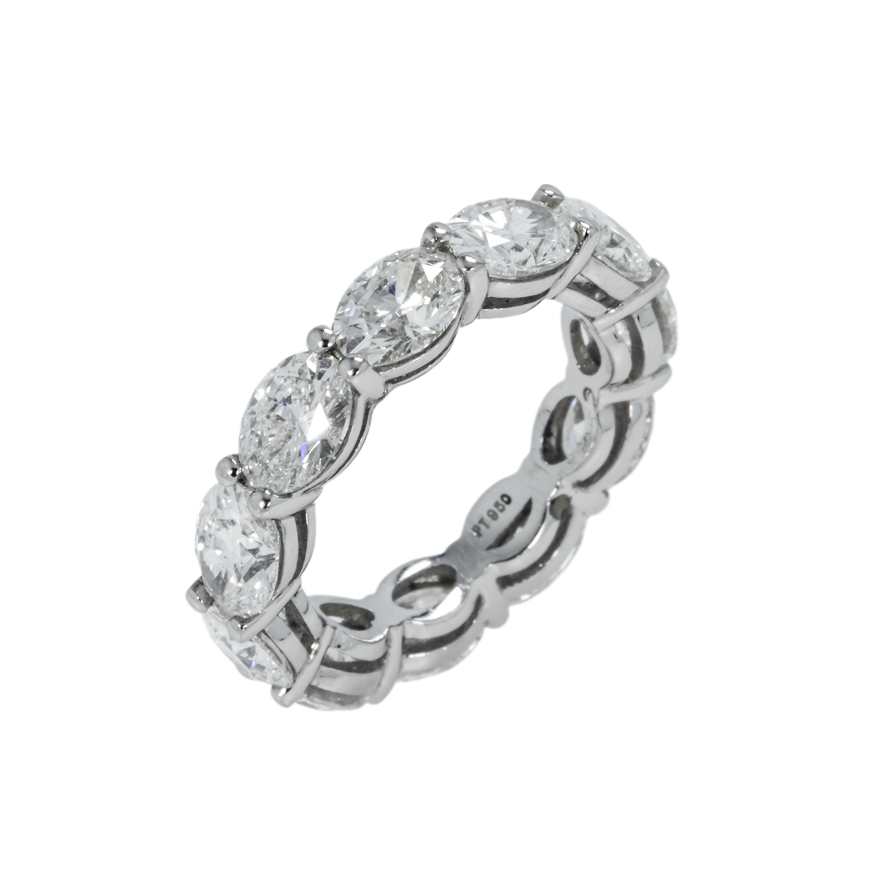 Platinum Horizontal Oval Cut Diamond Eternity Ring 5.48Ct (Size 4.75) Rings