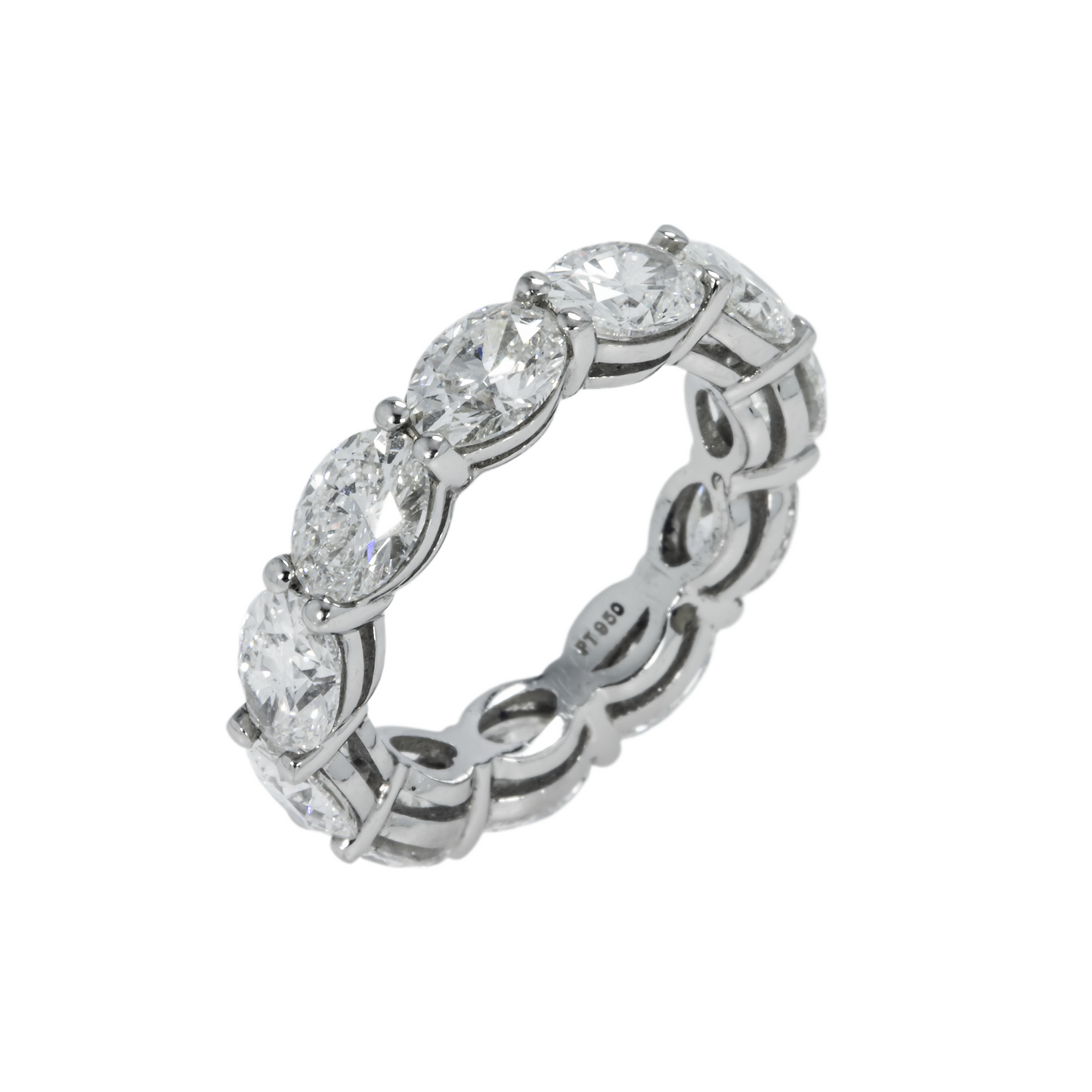 Platinum Horizontal Oval Cut Diamond Eternity ring 5.48ct (size 4.75)