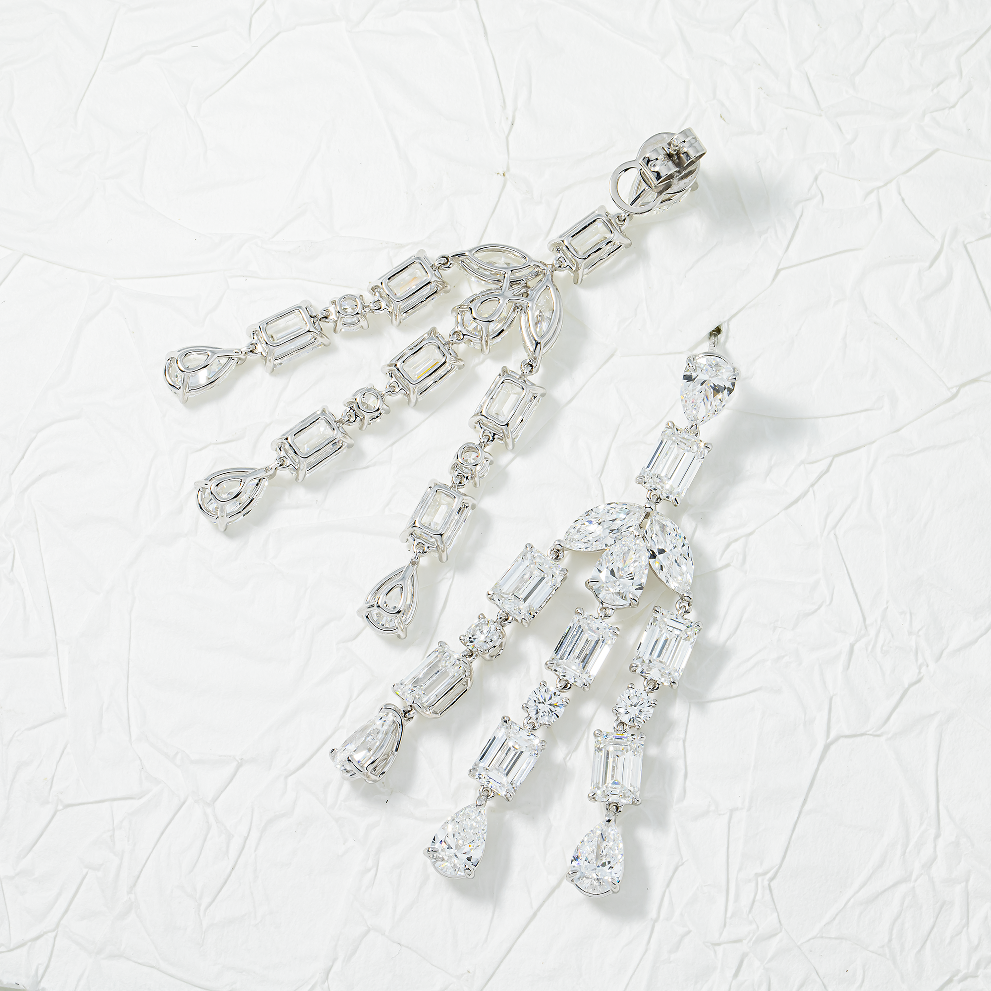 10K White Gold Multi Cut Diamond Drop Earrings 28.82ctw