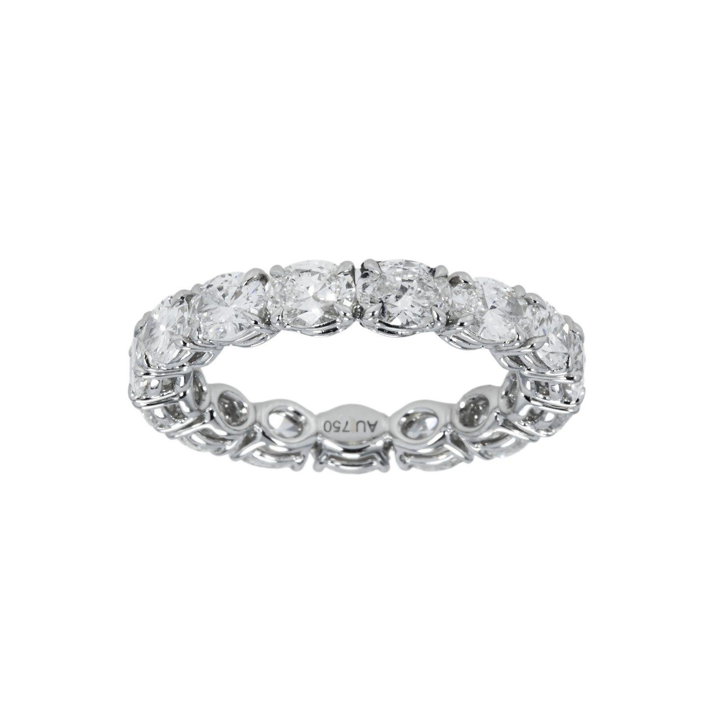 18K White Gold Horizonal Oval Diamond Eternity Ring 3.10ct (size 6.5-7.5)