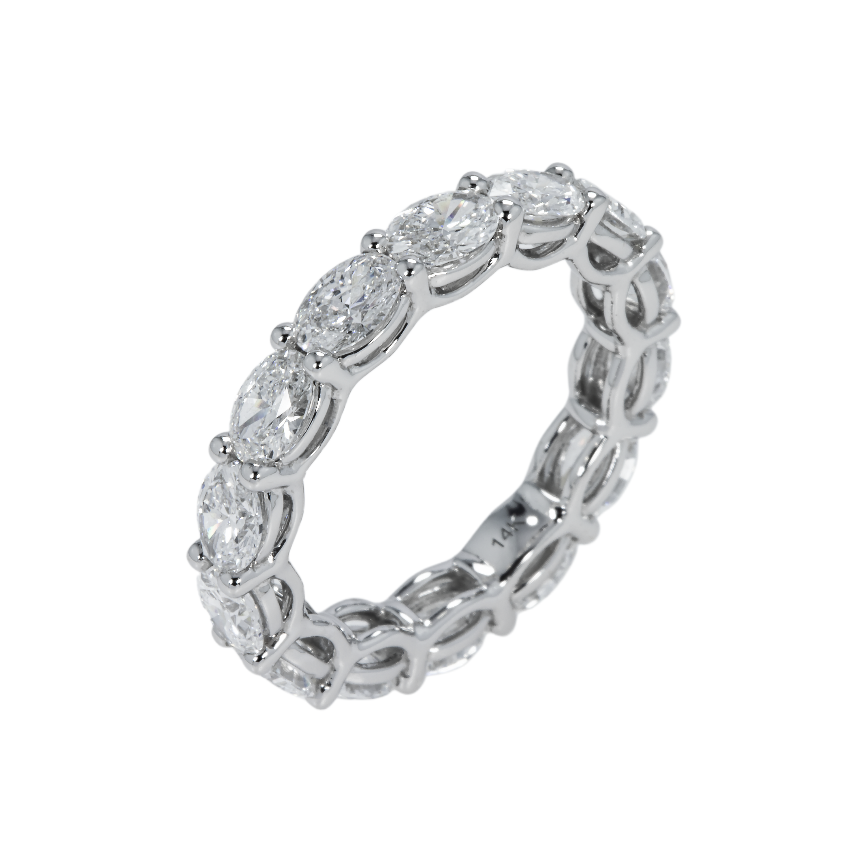 18K White Gold Horizontal Oval Cut Eternity Ring 3.52Ct (Size 6-8) Rings