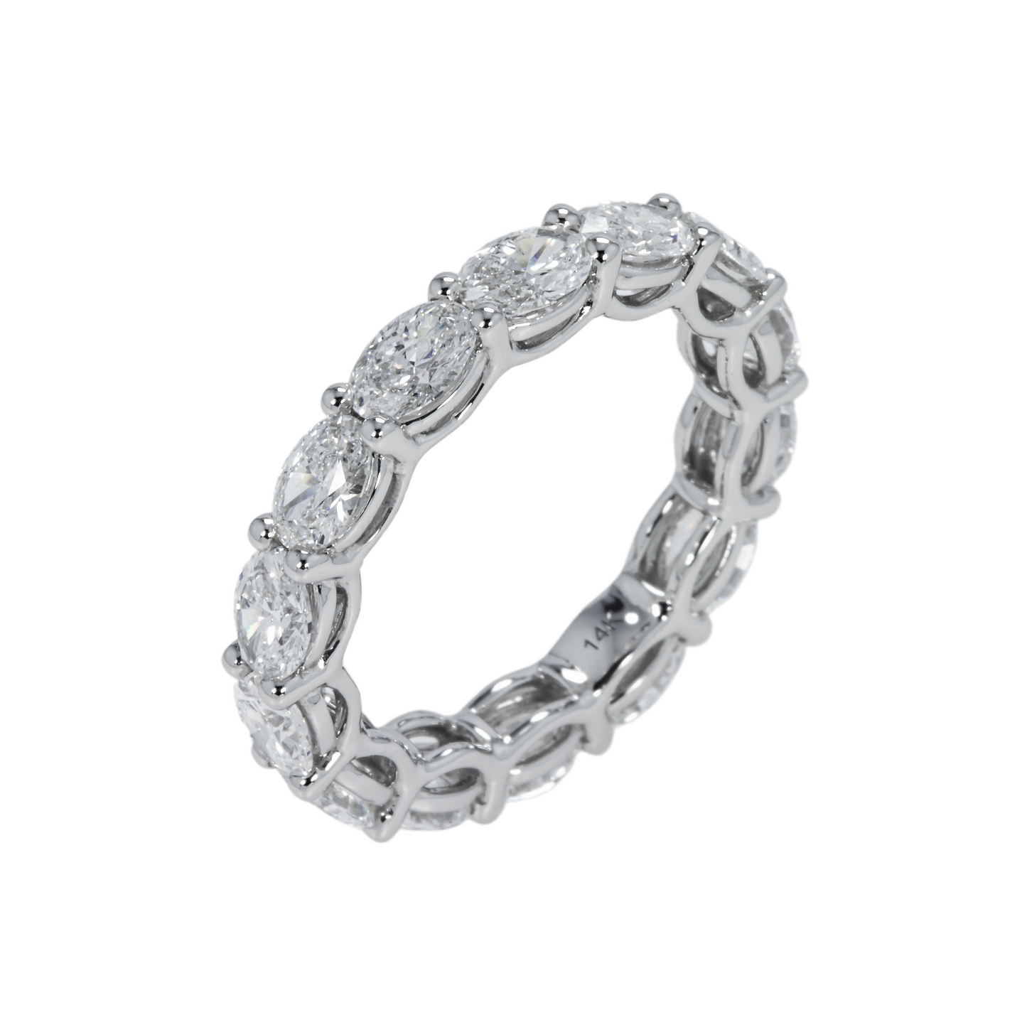 18K White Gold Horizontal Oval Cut Eternity Ring 3.52ct (size 6-8)