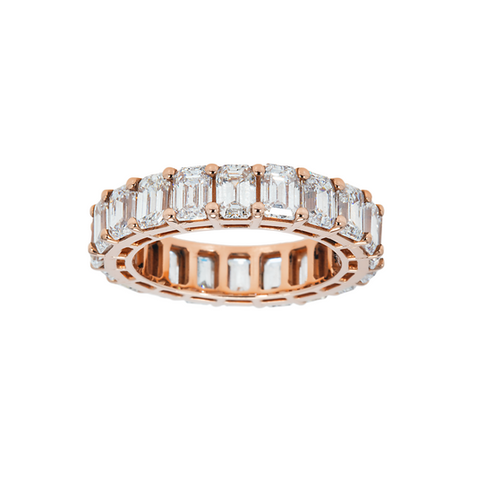 14K Rose Gold Emerald Cut Diamond Eternity Ring 6.15ct (size 6-8)