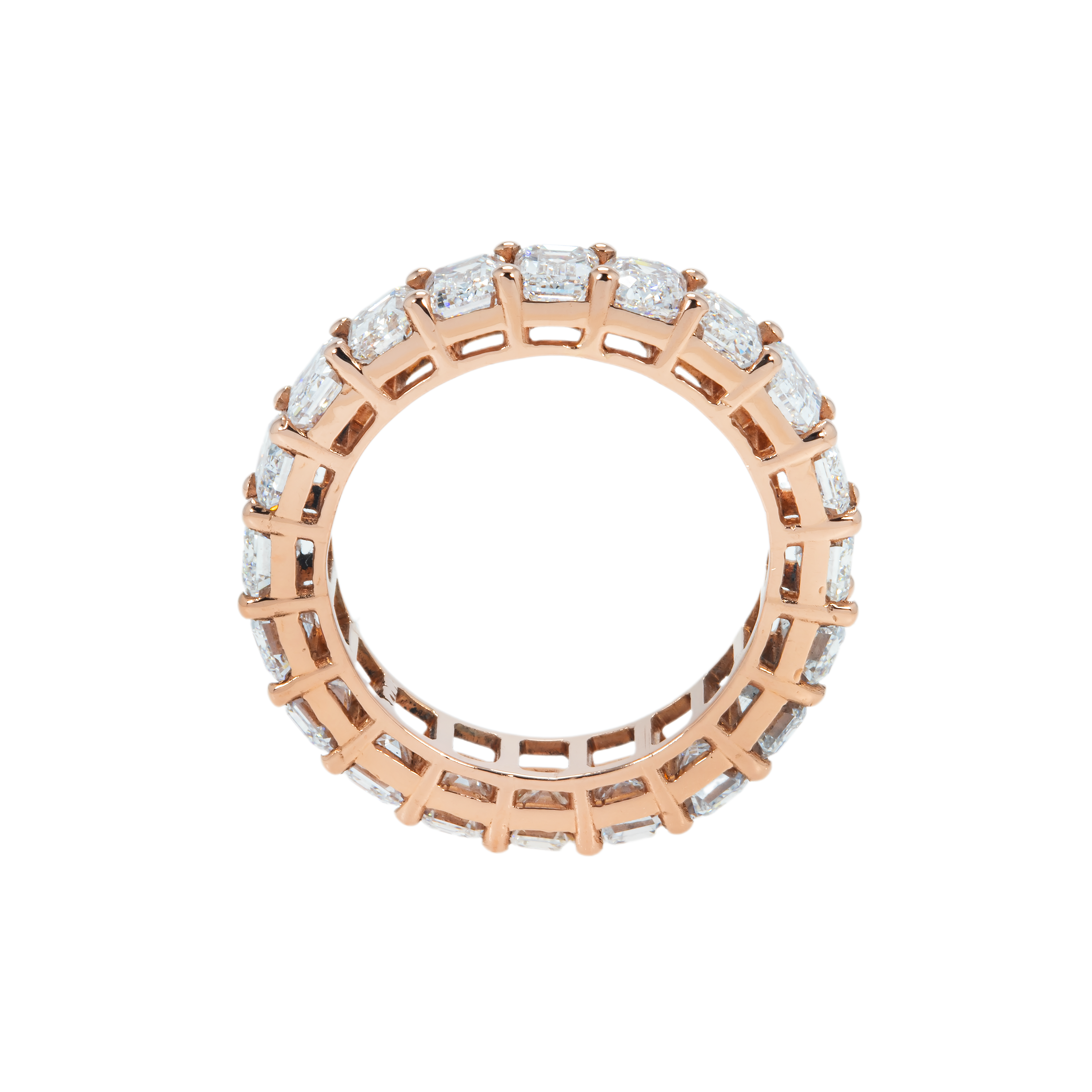 14K Rose Gold Emerald Cut Diamond Eternity Ring 6.15Ct (Size 6-8) Rings