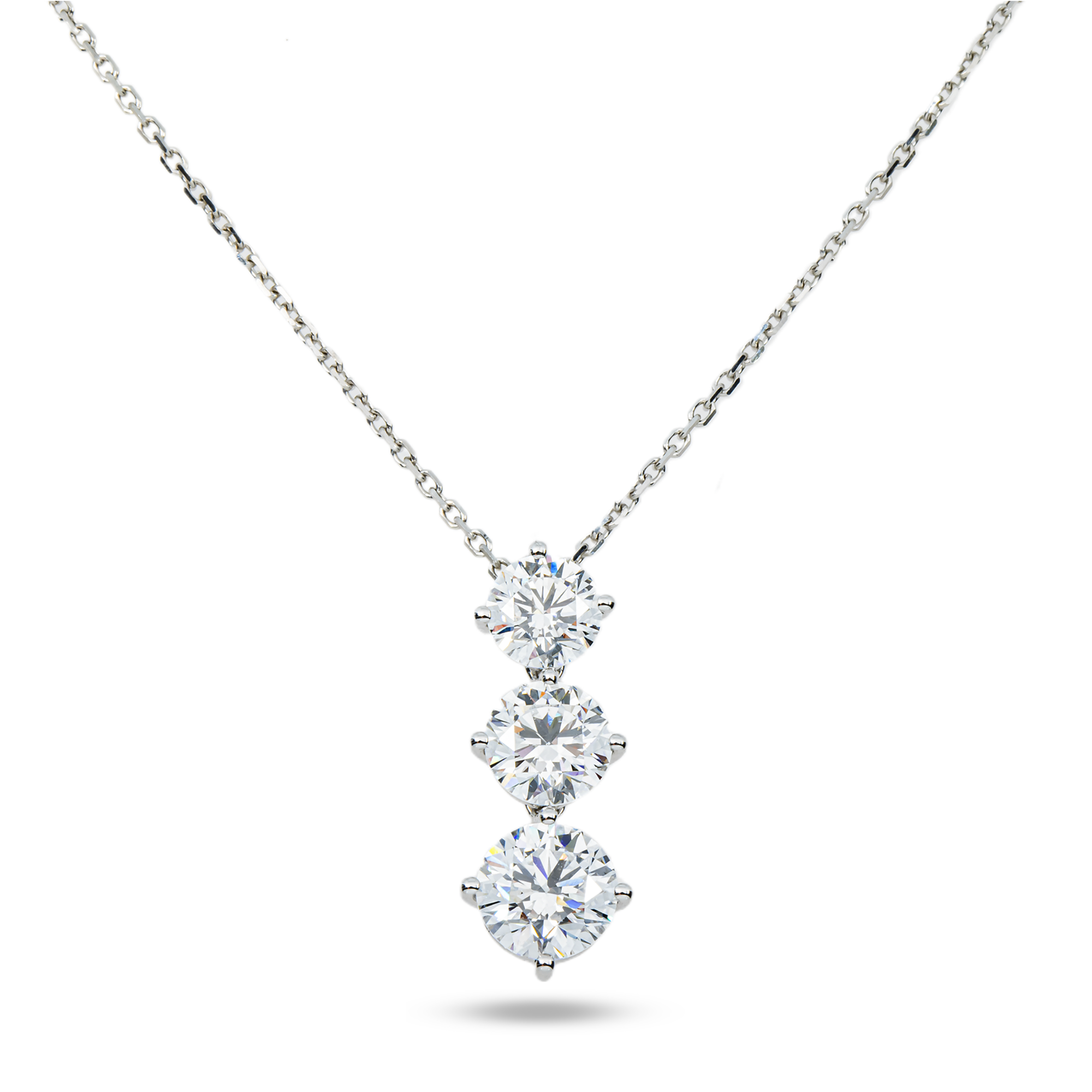White Gold Round Diamond Drop Necklace 2.76ct