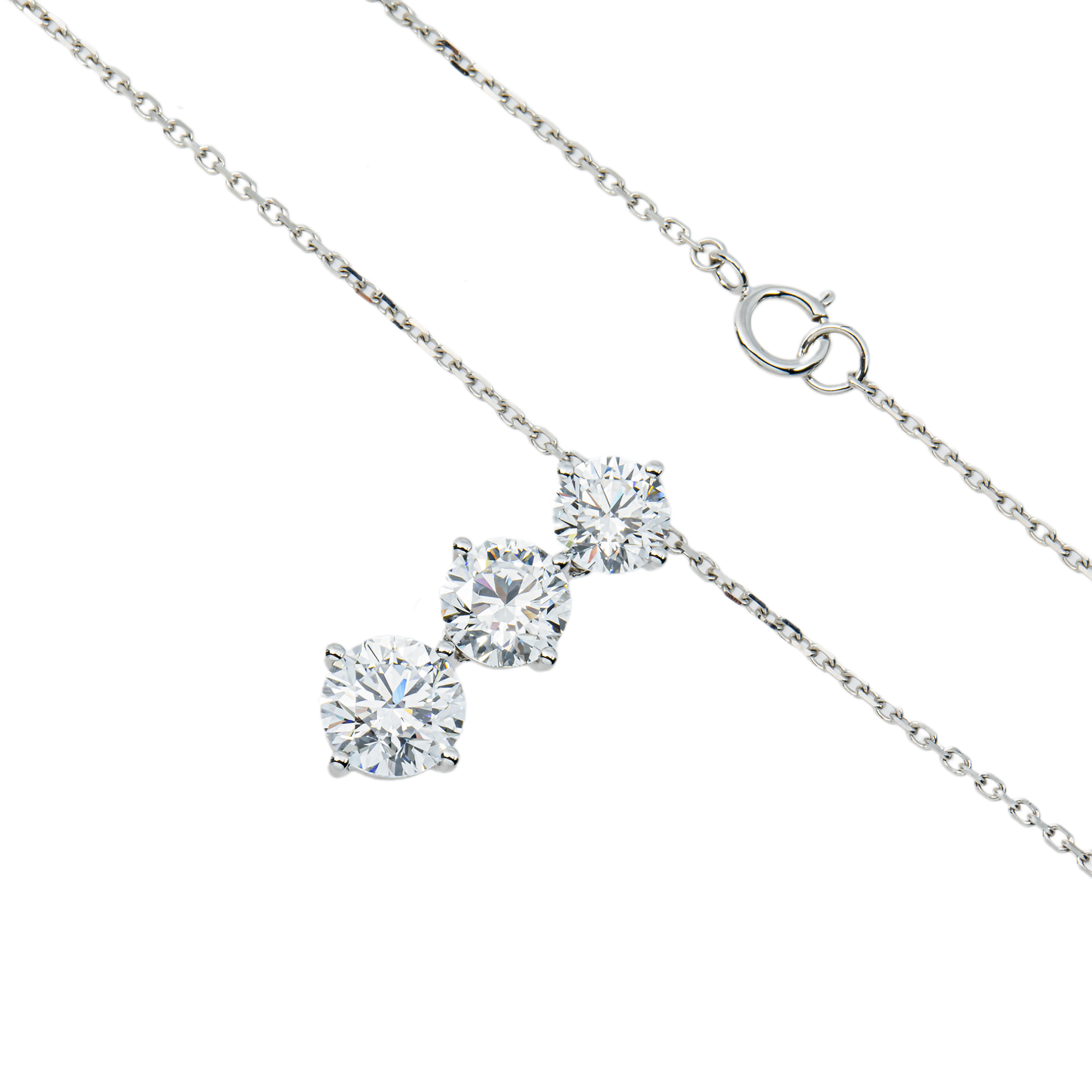 White Gold Round Diamond Drop Necklace 2.76ct