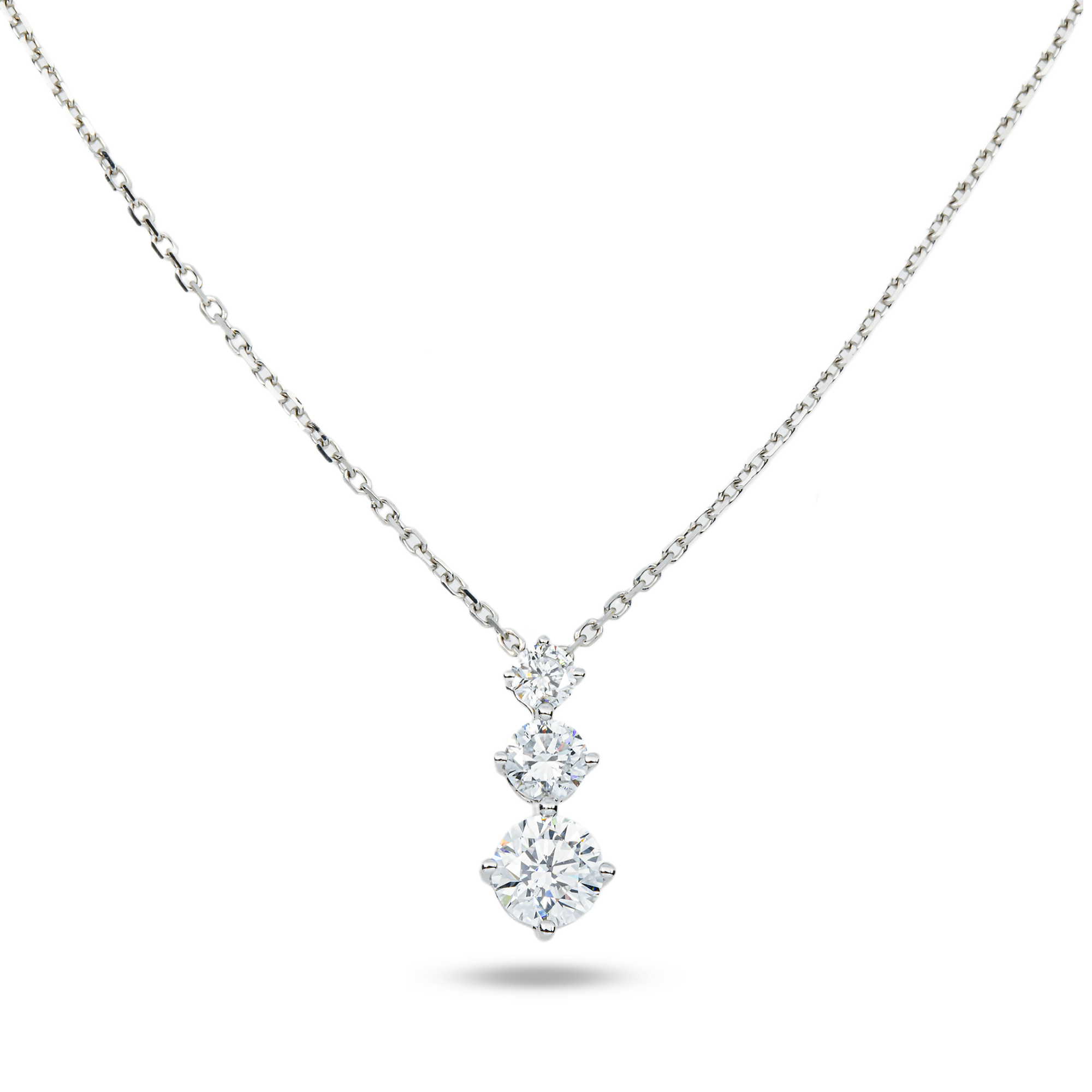 White Gold Round Diamond Drop Necklace 1.17ct