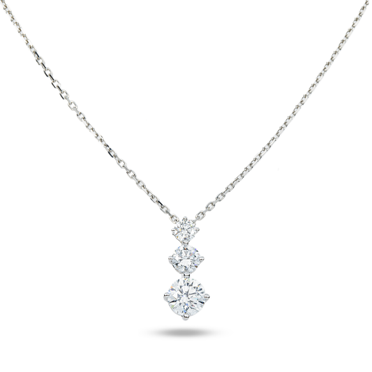 White Gold Round Diamond Drop Necklace 1.17ct