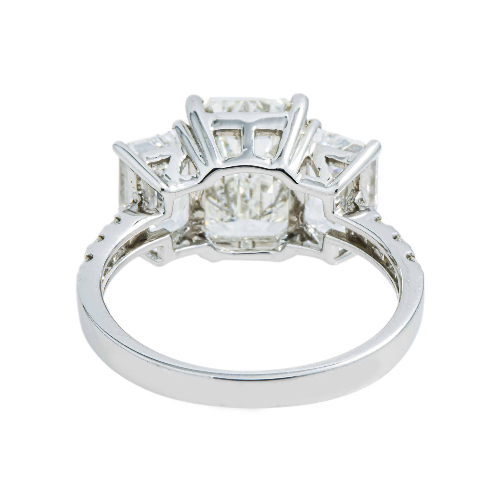 White Gold Triple Emerald Diamond Engagement Ring 5.41ctw