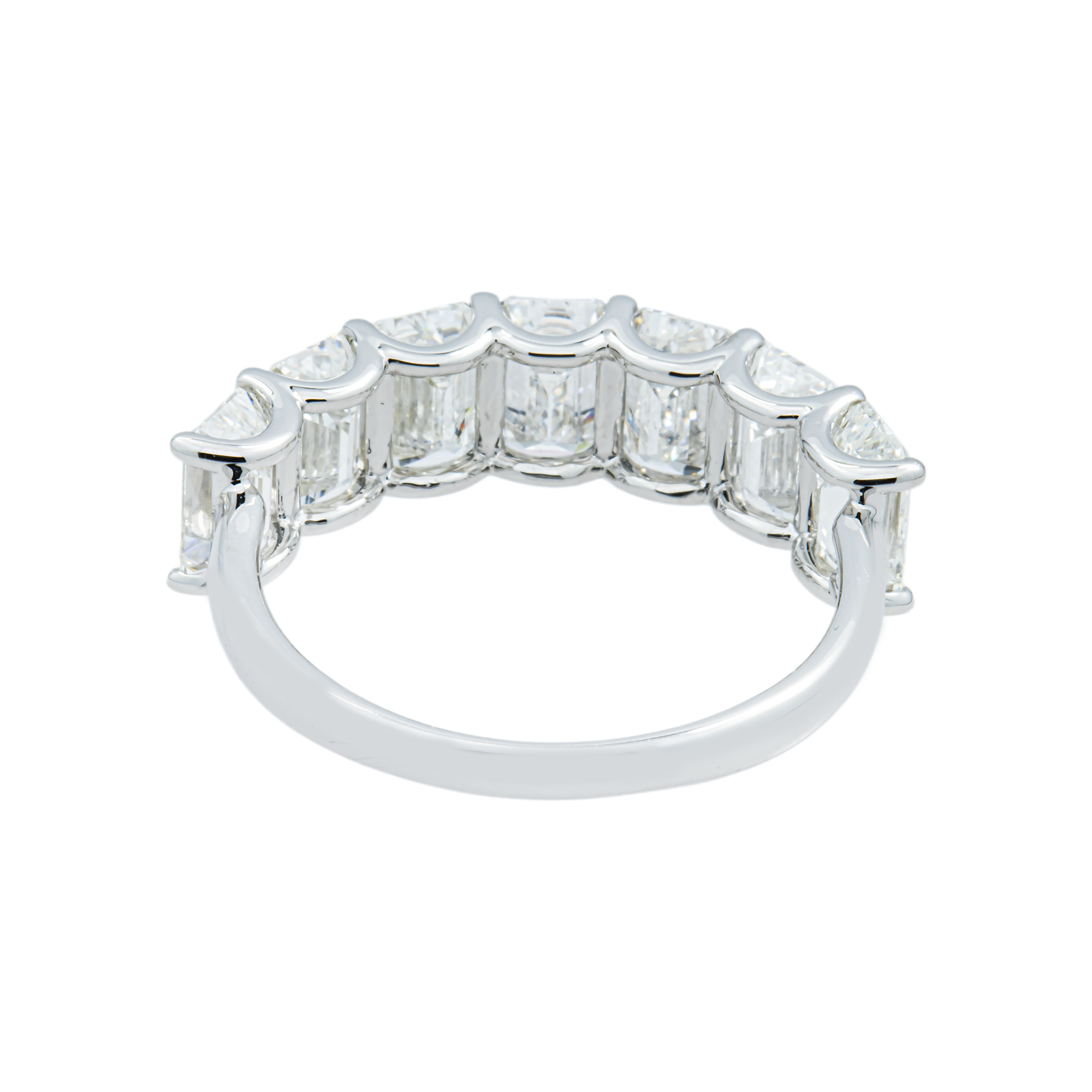 White Gold Emerald Cut Diamond Half Eternity Ring 3.87ct