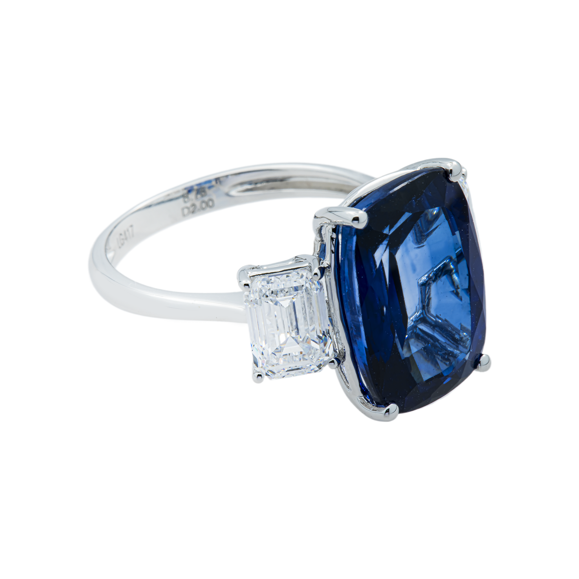White Gold 8.76ct Cushion Sapphire & Diamond Ring 10.76ctw
