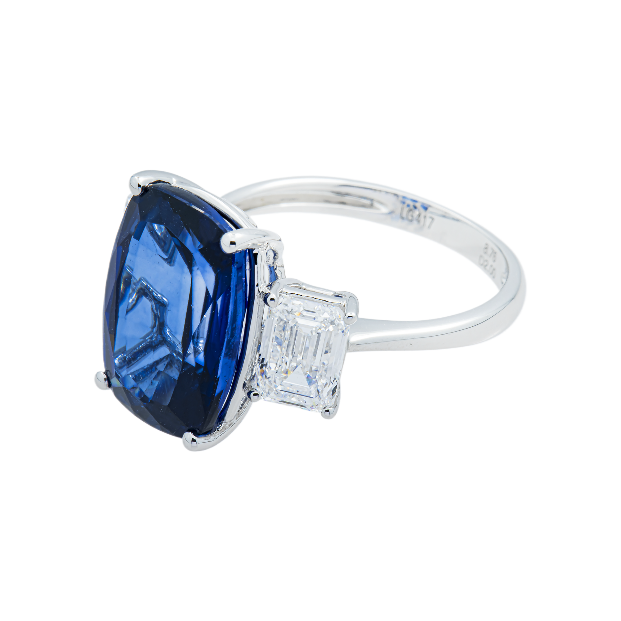 White Gold 8.76ct Cushion Sapphire & Diamond Ring 10.76ctw