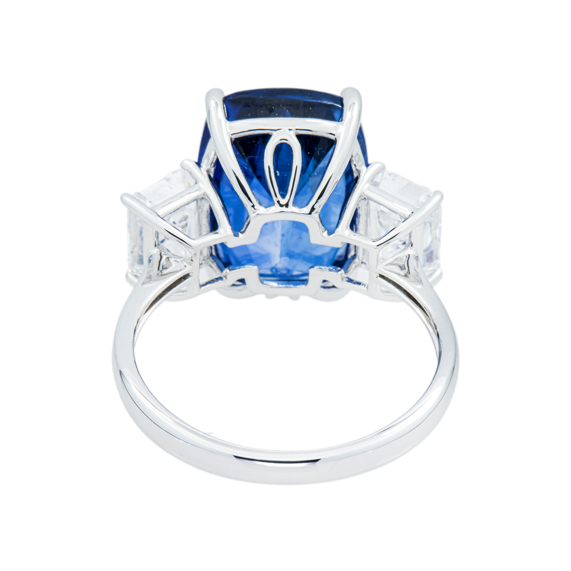 White Gold 8.76ct Cushion Sapphire & Diamond Ring 10.76ctw