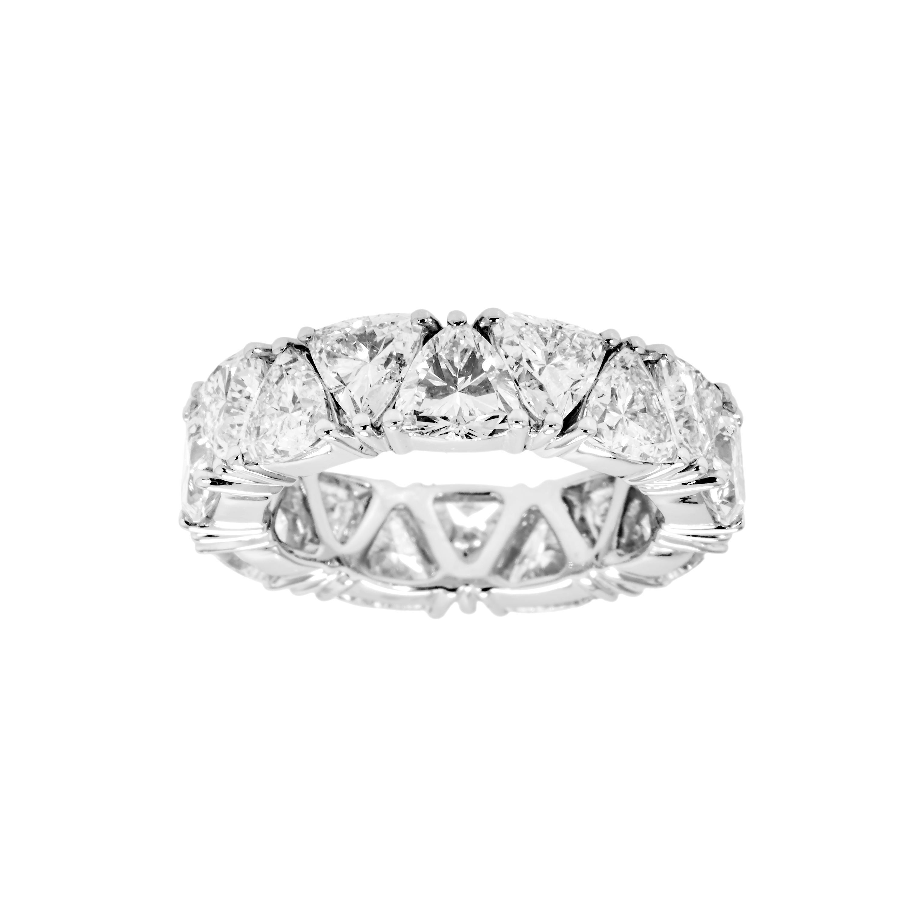 14K White Gold Trillion Cut Diamond Eternity Ring 7.89Ct (Size 6.25) Rings