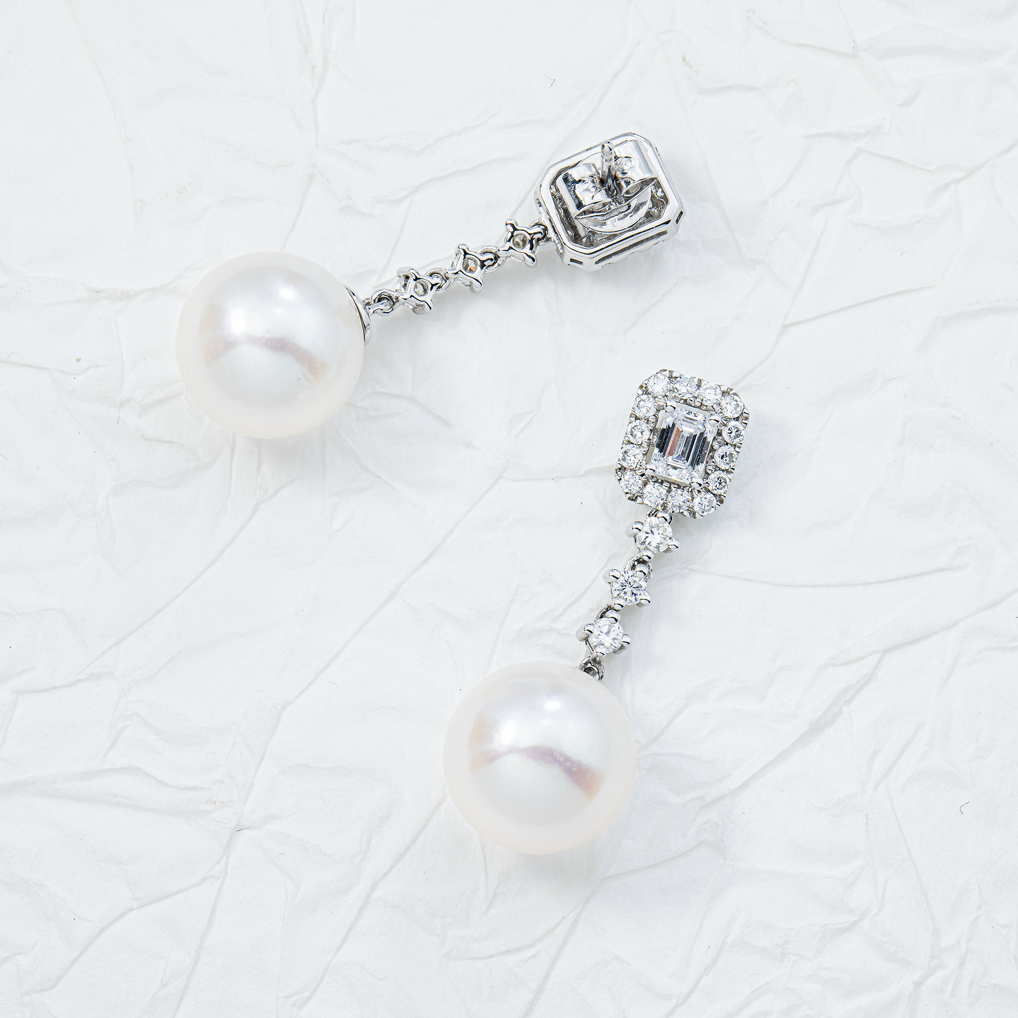 White Gold Pearl & Diamond Drop Earrings 1.04ctw