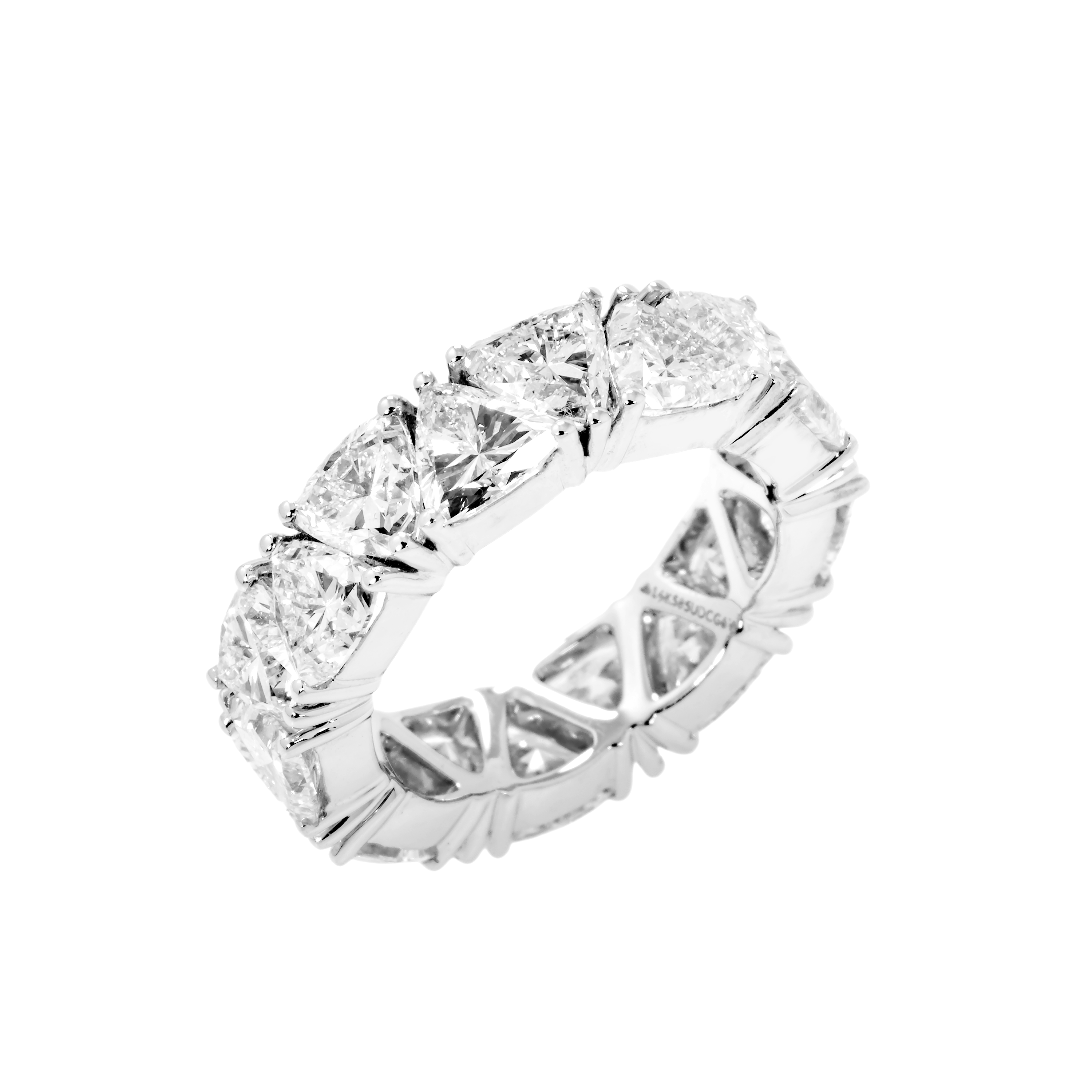 14K White Gold Trillion Cut Diamond Eternity Ring 7.89Ct (Size 6.25) Rings