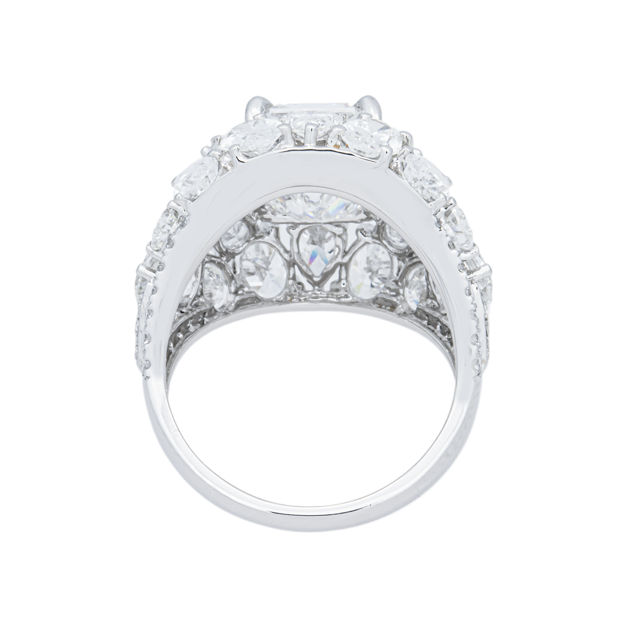 18K White Gold 4.05ct Emerald Diamond & Multi Shape Diamond Halo Ring 9.80ctw