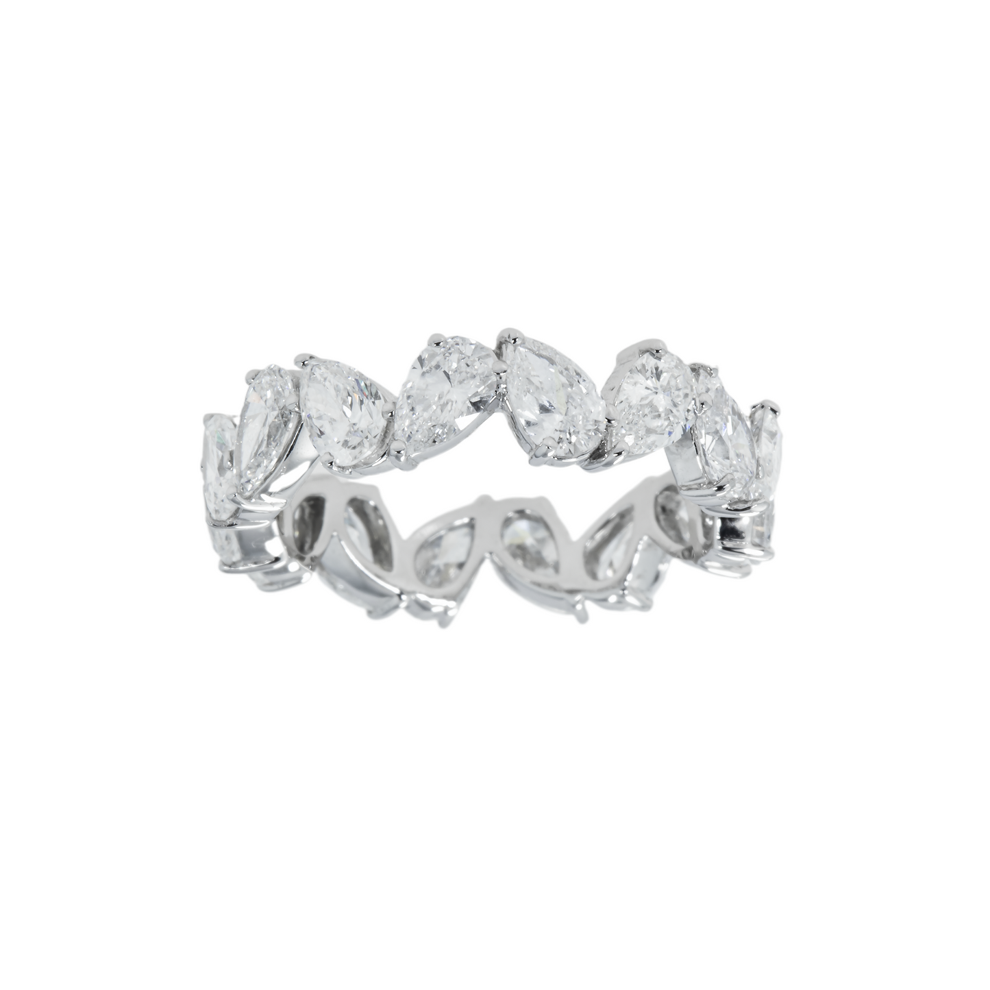 14K White Gold Pear Cut Diamond Eternity Ring 3.56ct (size 6.5)