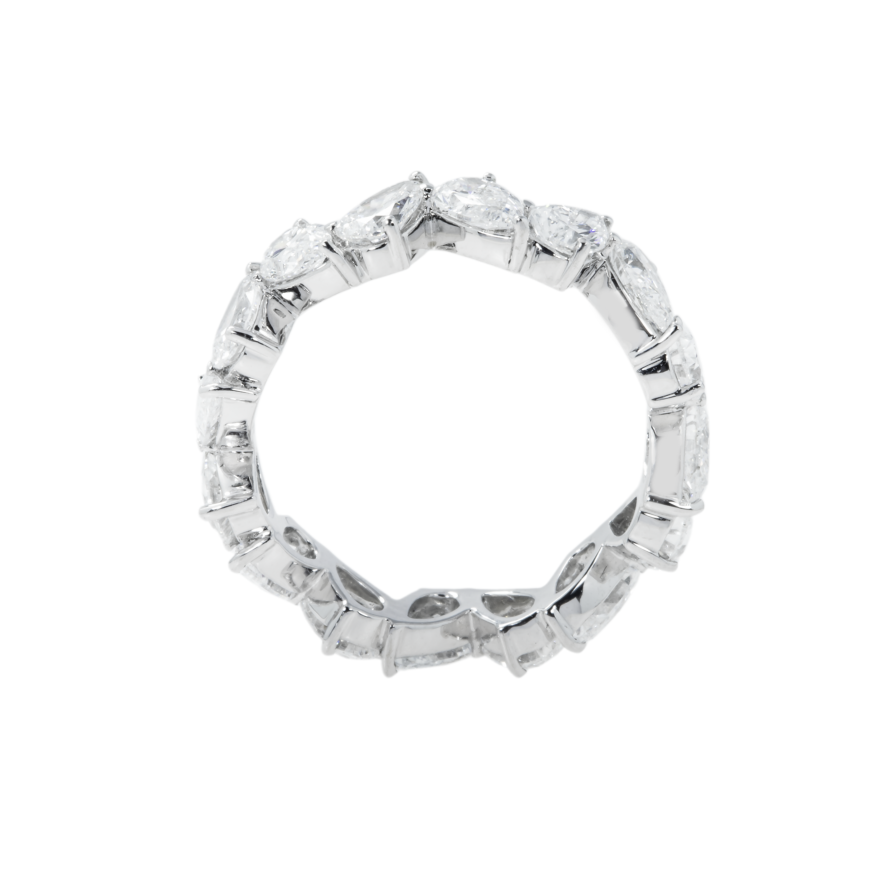 14K White Gold Pear Cut Diamond Eternity Ring 3.56Ct (Size 6.5) Rings