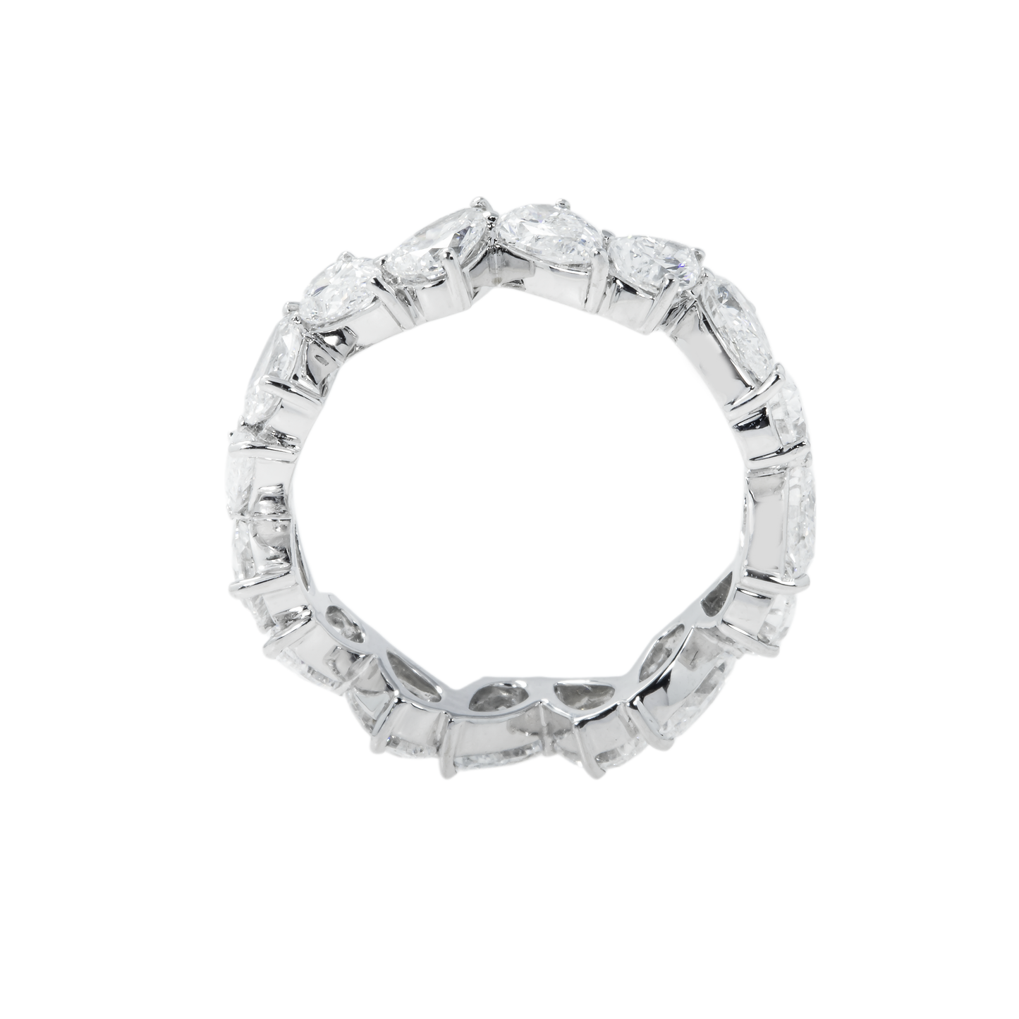 14K White Gold Pear Cut Diamond Eternity Ring 3.56ct (size 6.5)