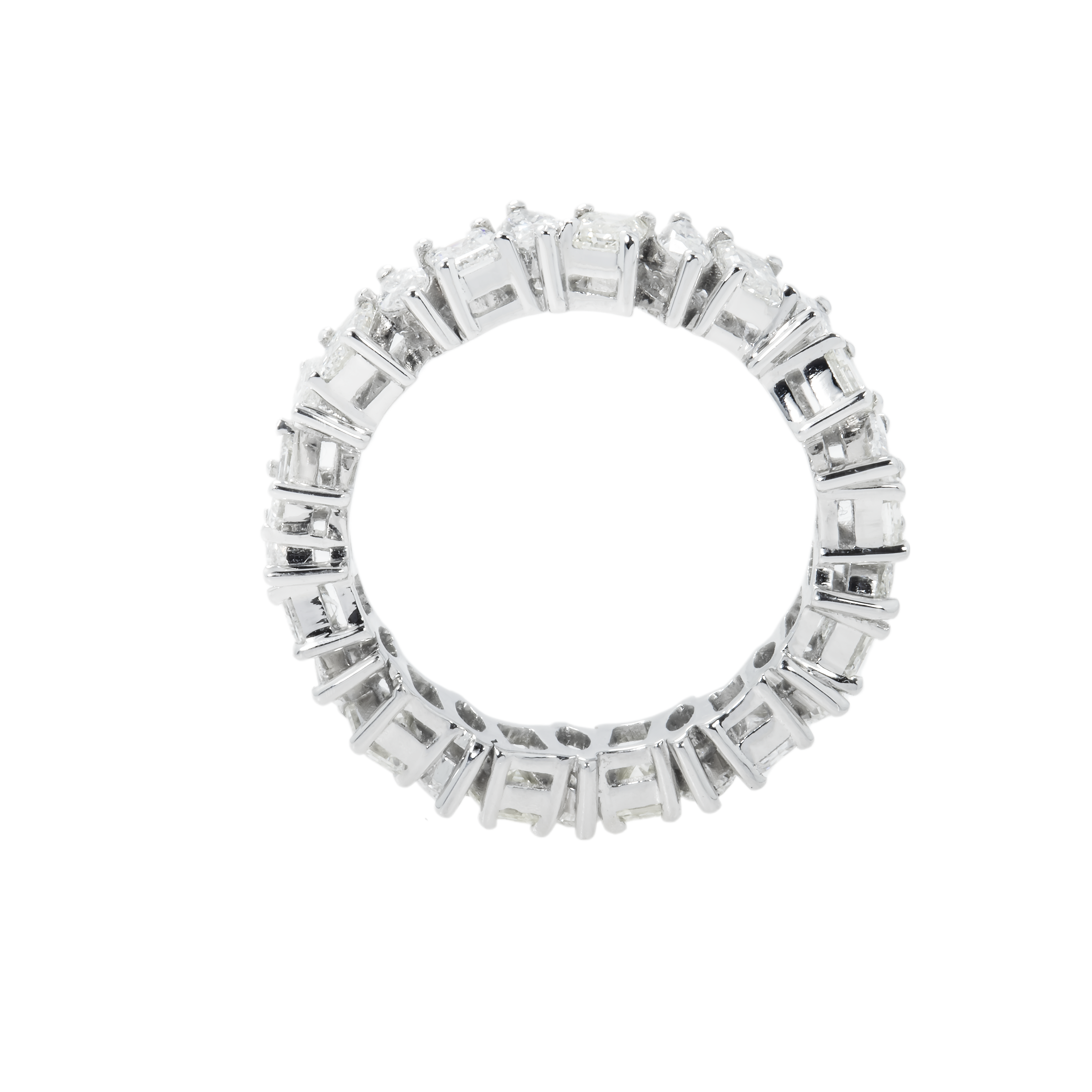 14K White Gold Emerald & Marquise Diamond Eternity Ring 2.75Ct (Size 6) Rings