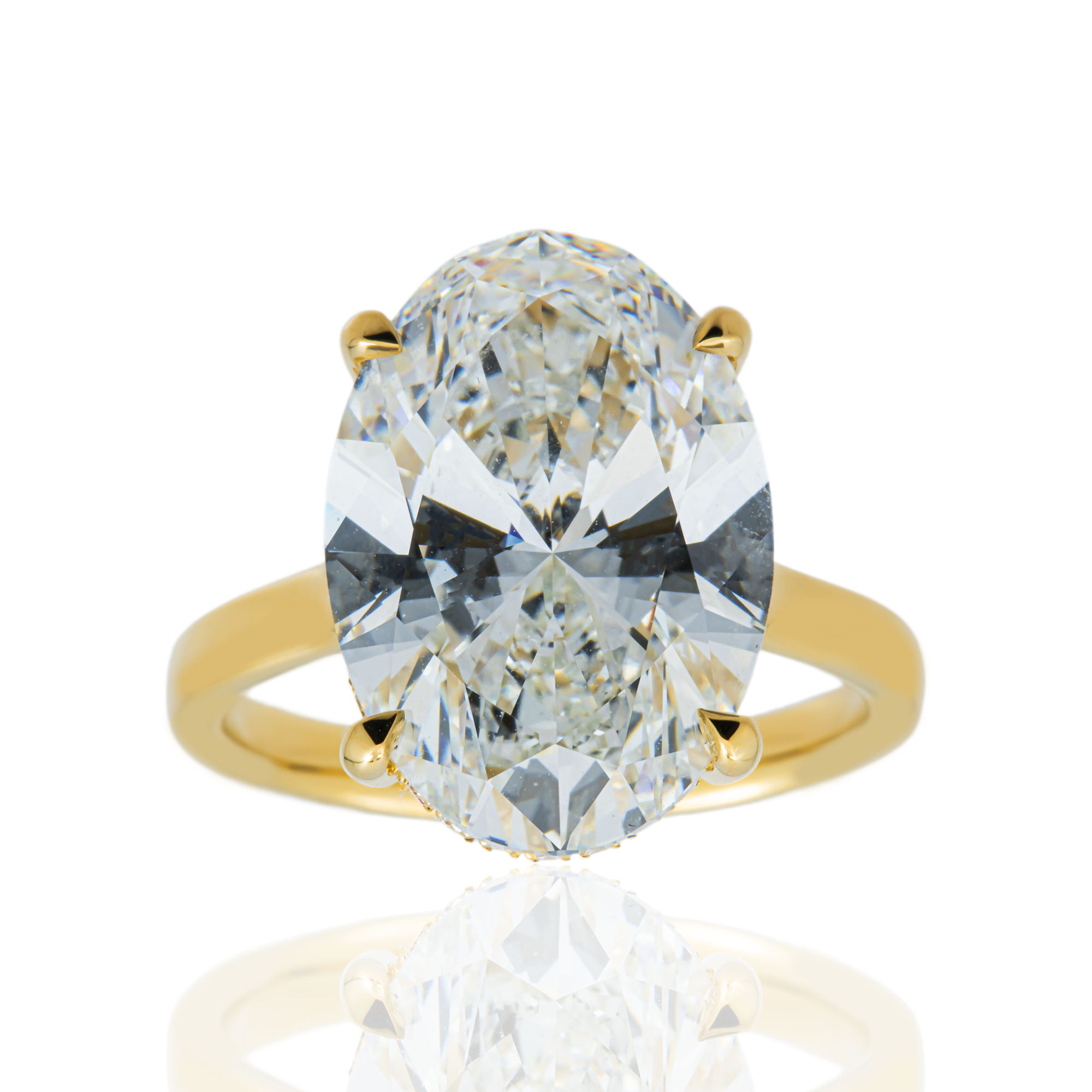 18K Yellow Gold Solitaire Oval Diamond Engagement Ring 8.23ctw