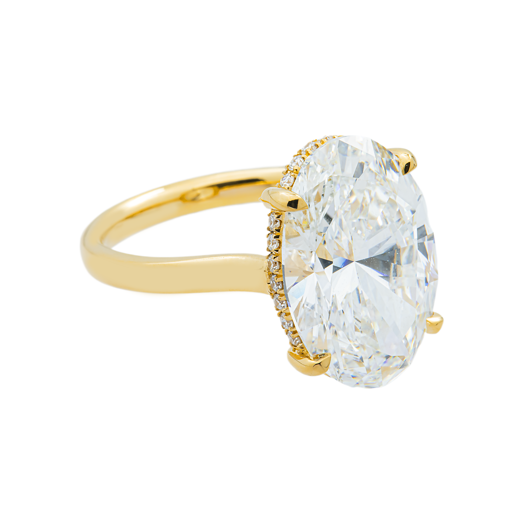 18K Yellow Gold Solitaire Oval Diamond Engagement Ring 8.23ctw