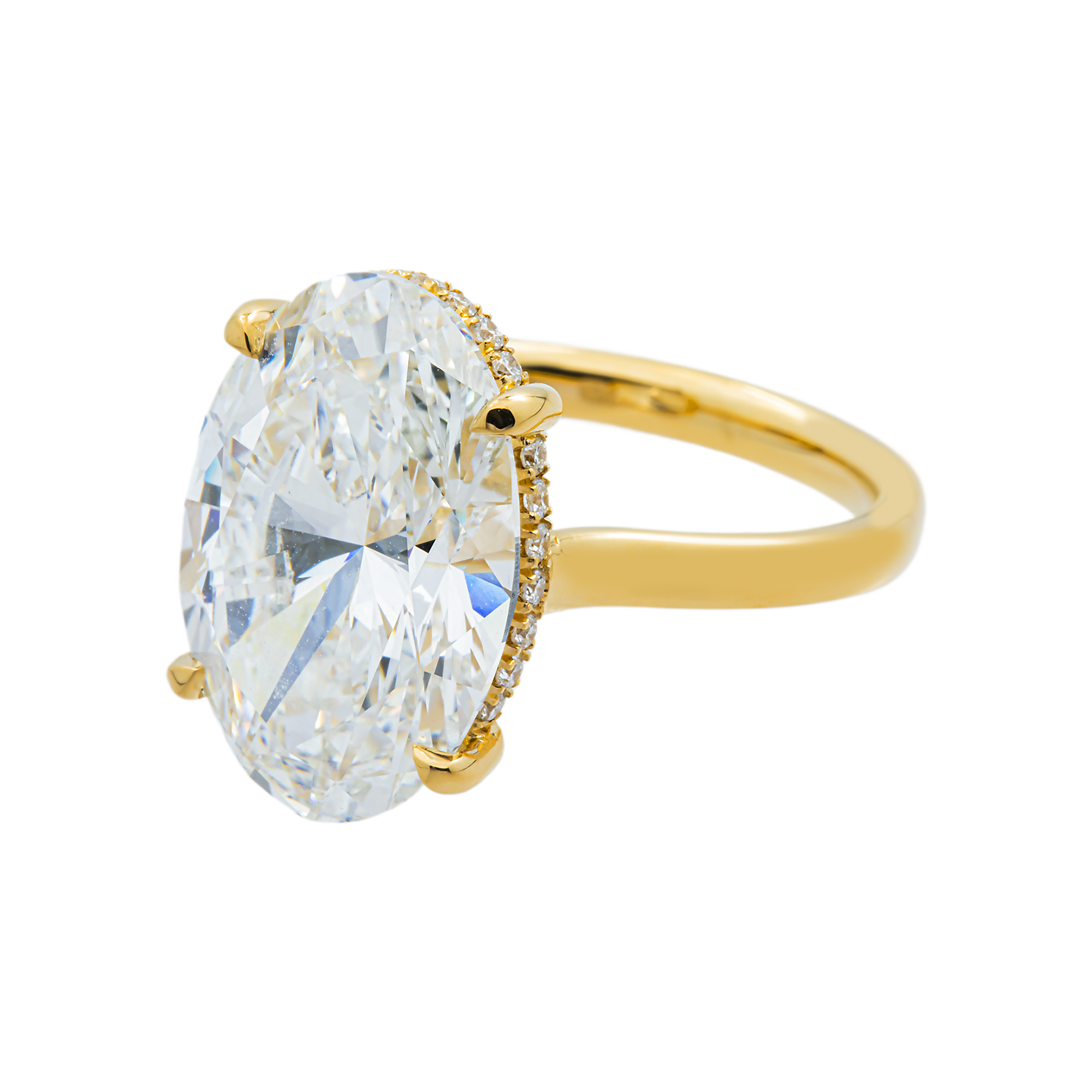 18K Yellow Gold Solitaire Oval Diamond Engagement Ring 8.23ctw